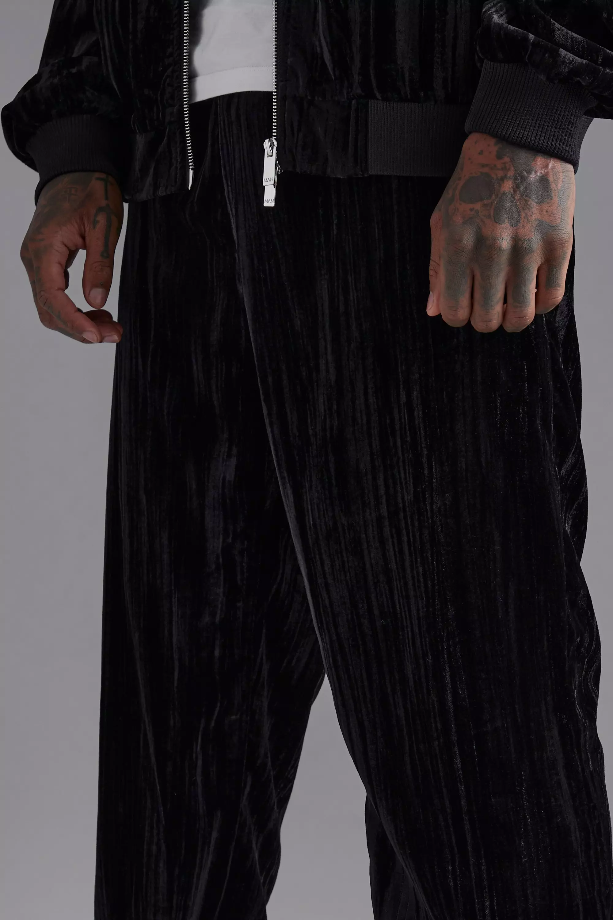 Elastic Waist Velour Relaxed Fit Trouser