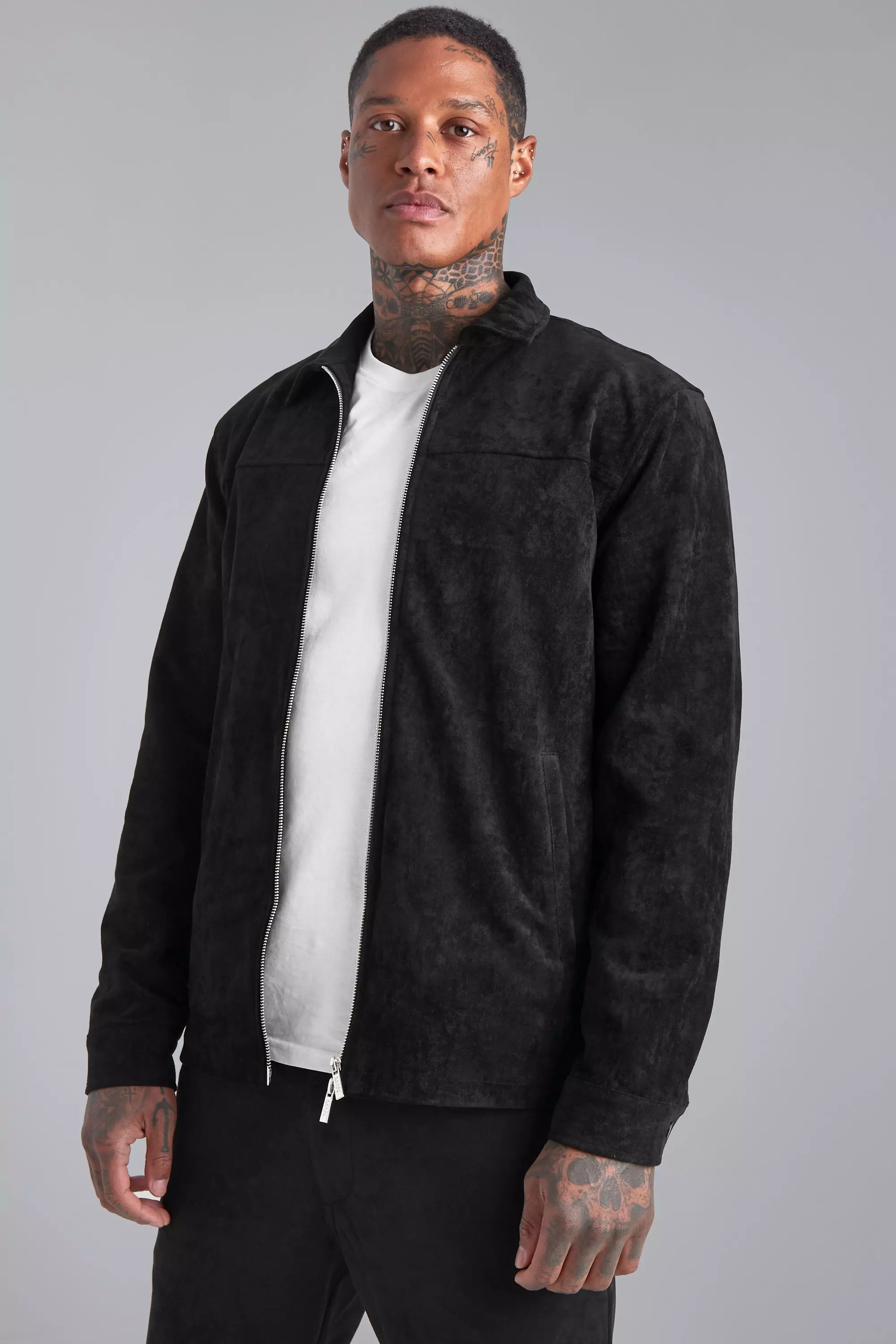 Mens black store faux suede jacket