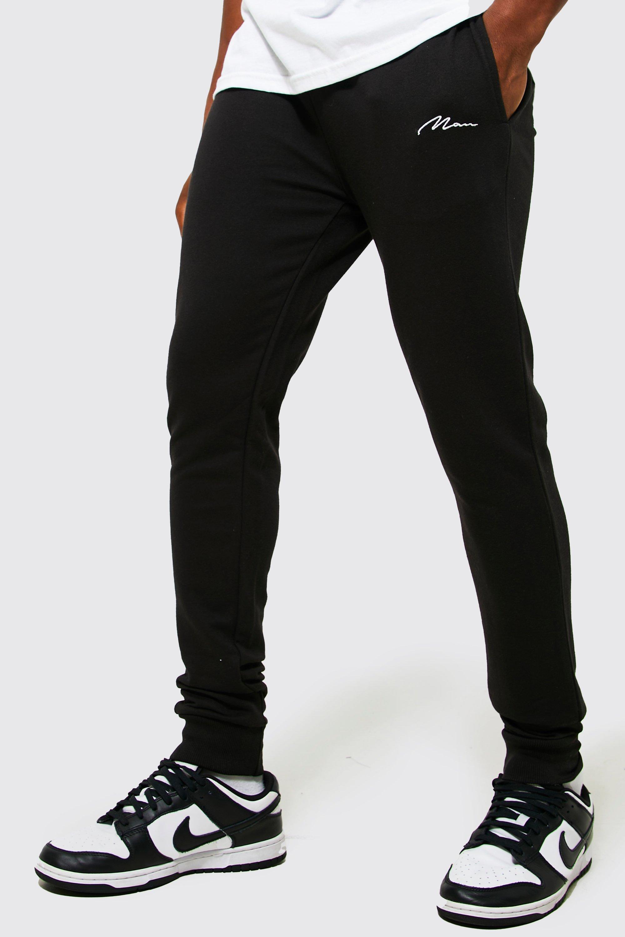 Mens Black Man Signature Super Skinny Fit Jogger, Black