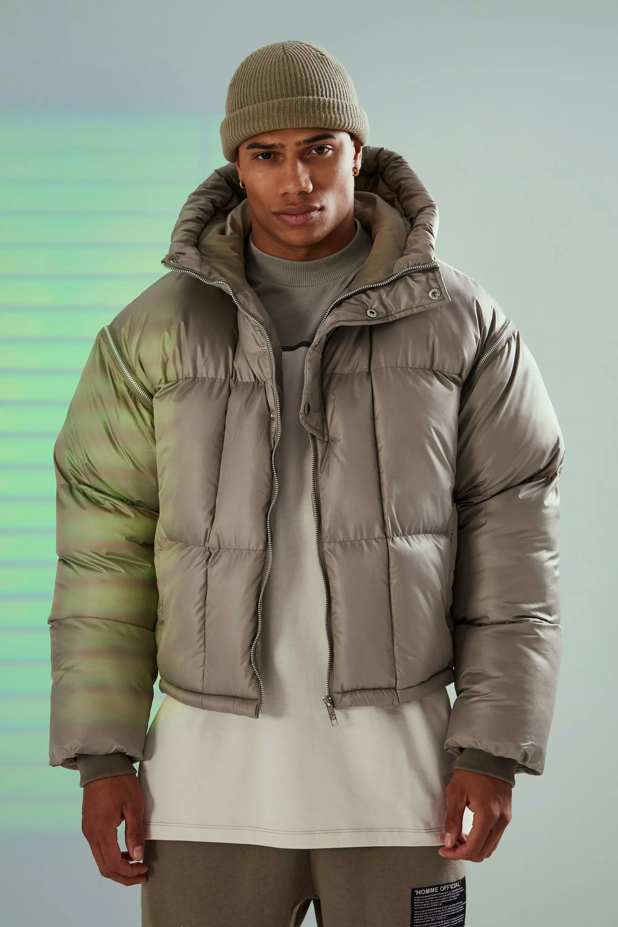 Boxy Puffer With Zip Off Sleeves | boohooMAN USA