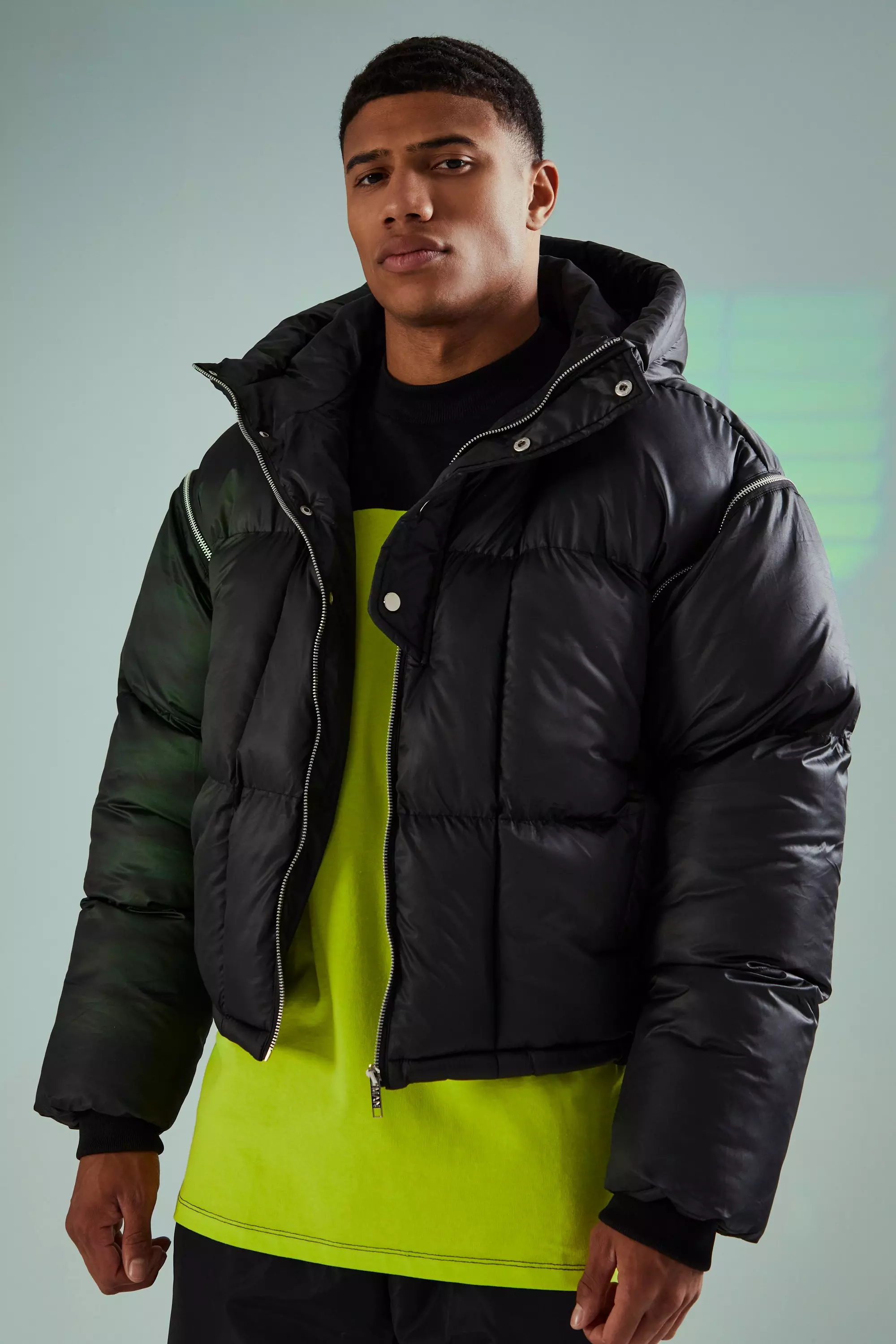 Black boxy best sale puffer jacket