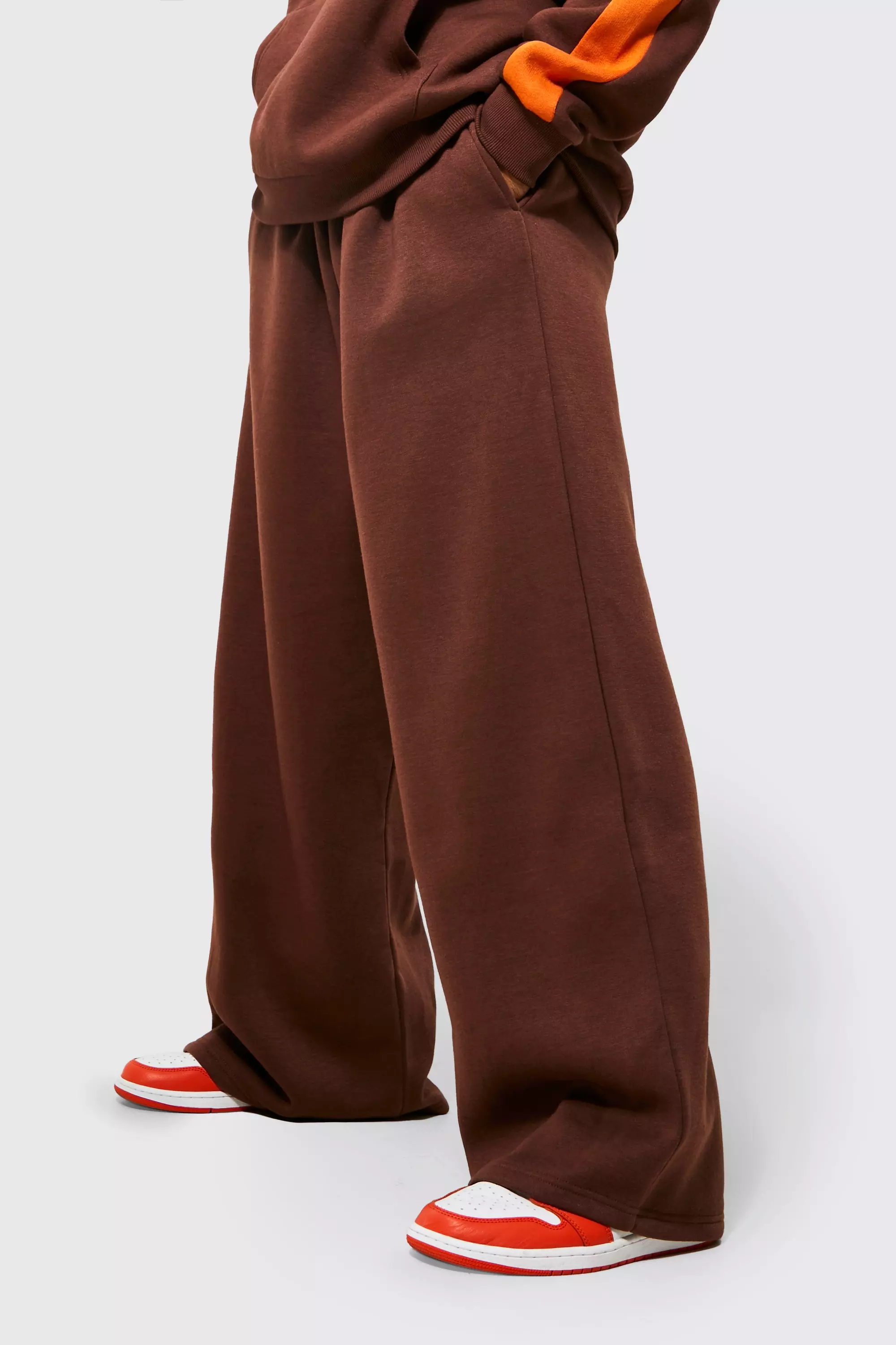 Mens wide leg deals jogging bottoms