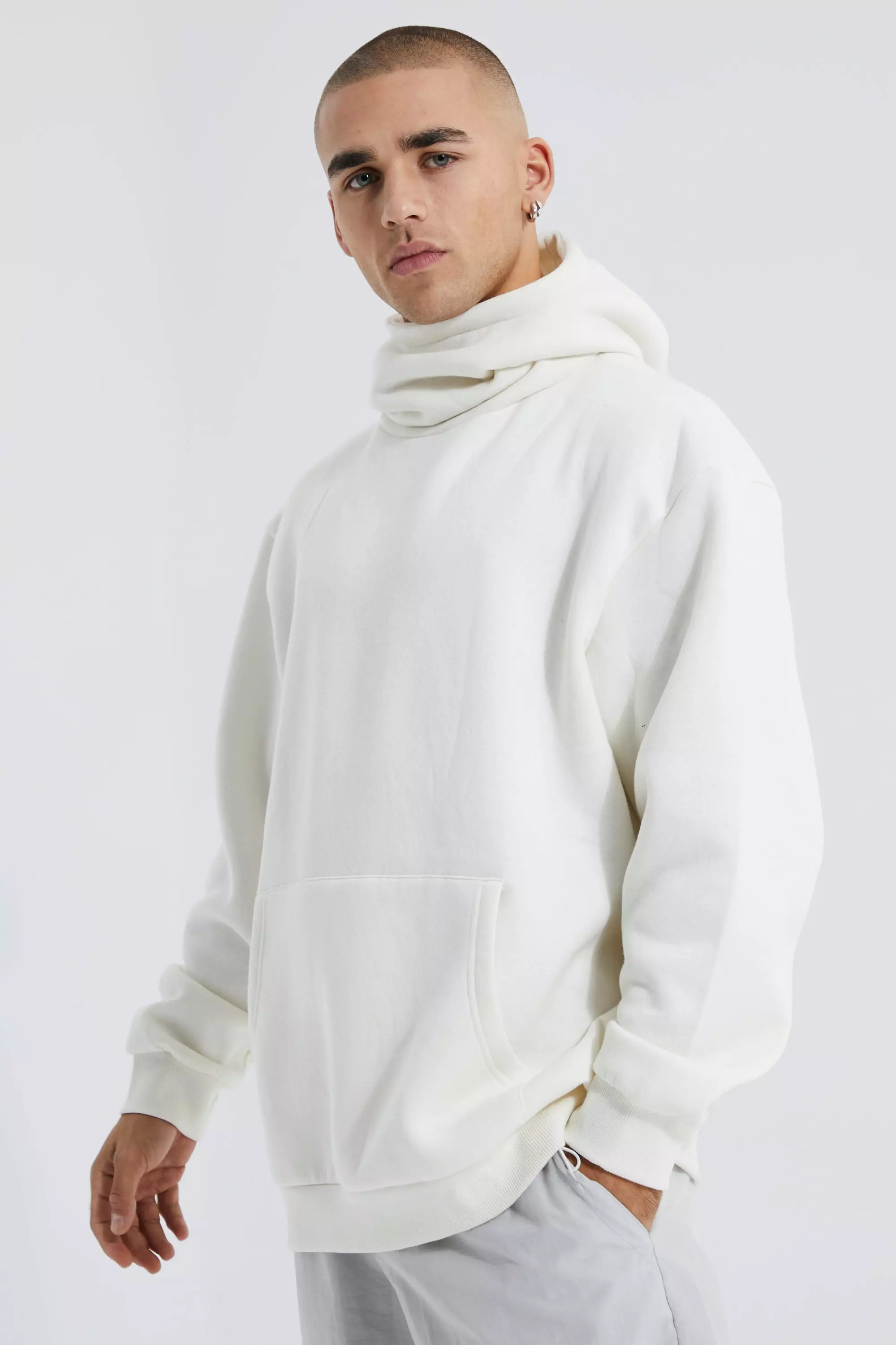 High Neck Oversized Hoodie | boohooMAN USA