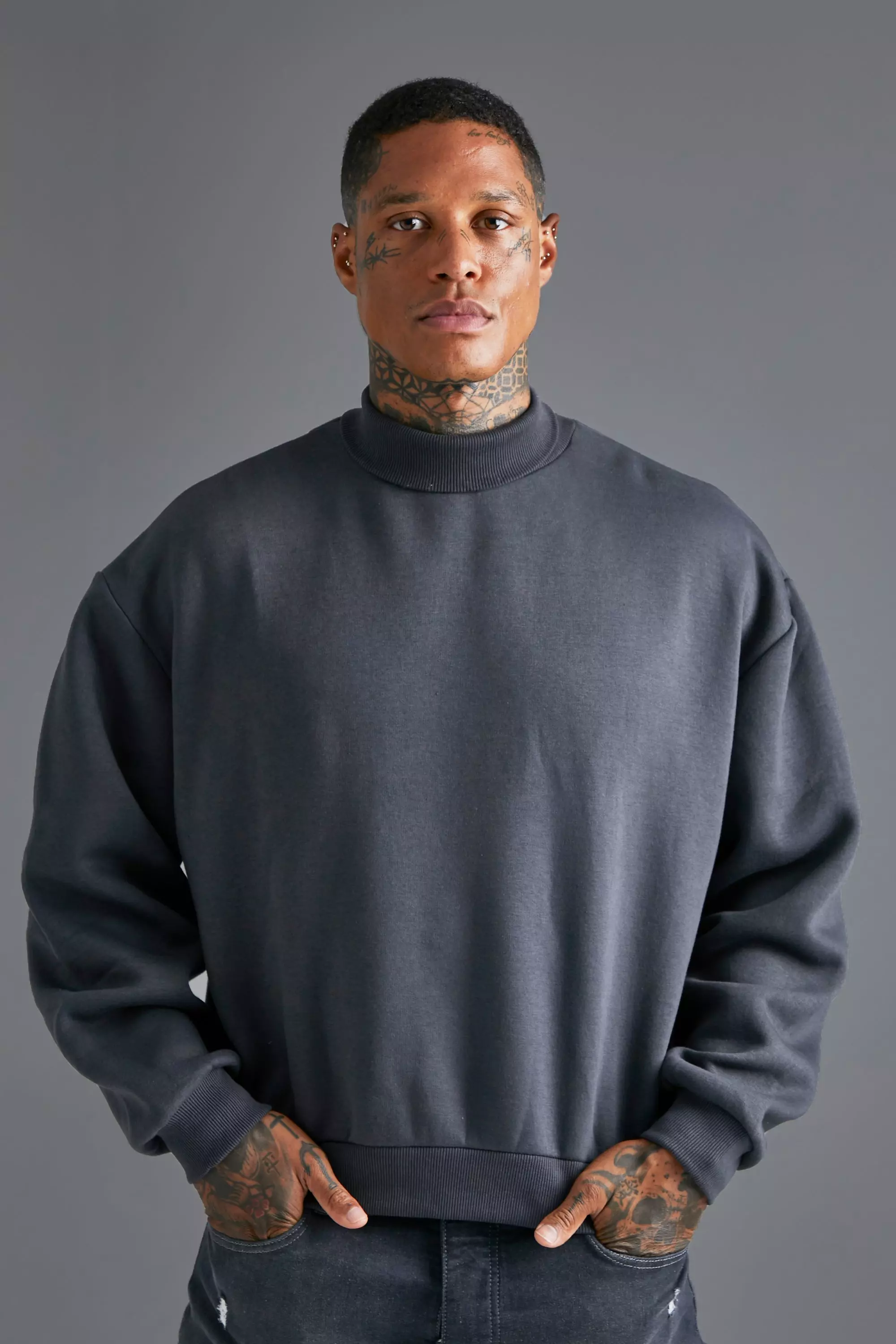 High neck cheap oversized sweatshirt