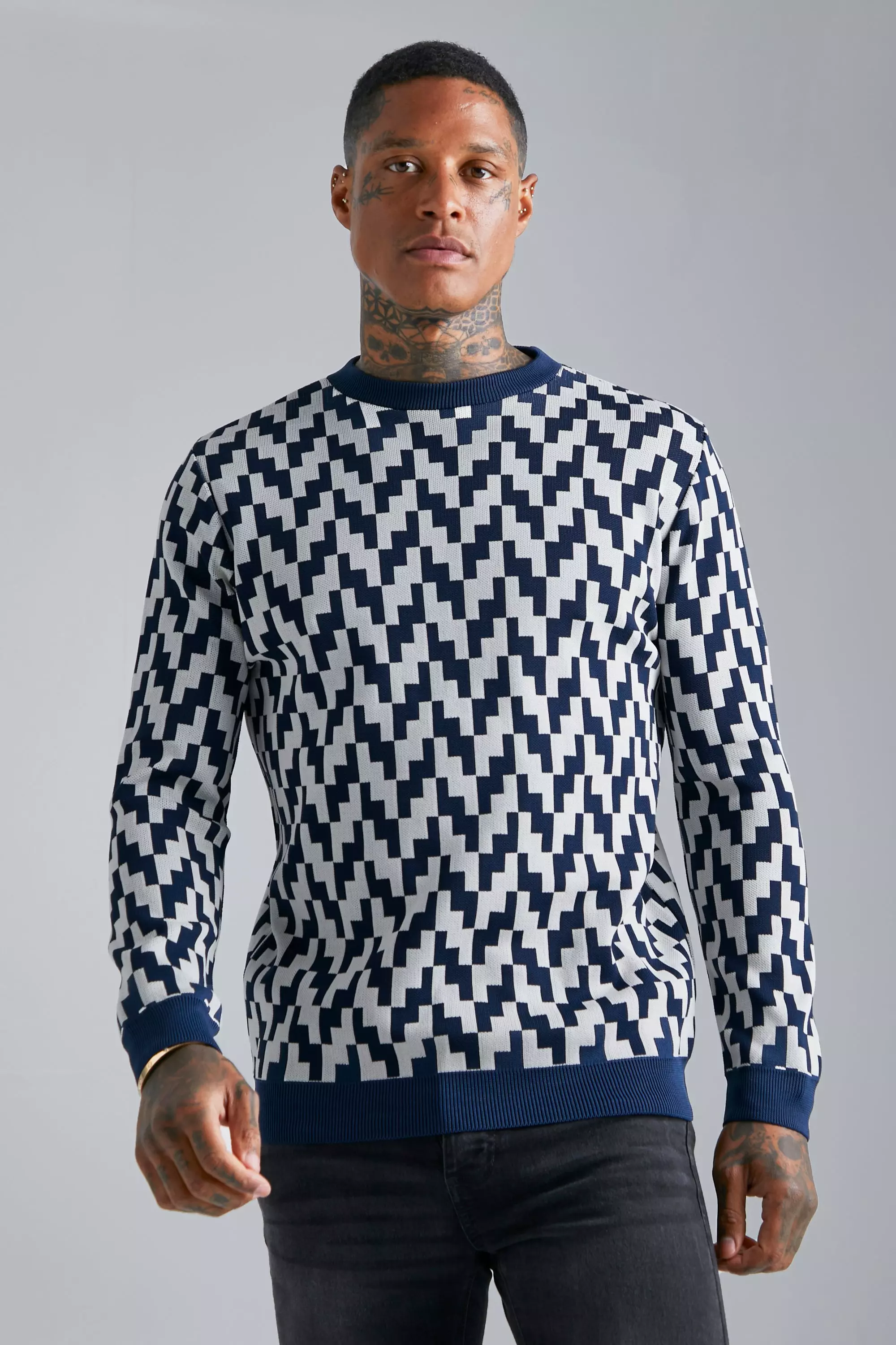 Geo Square Smart Knitted Jumper