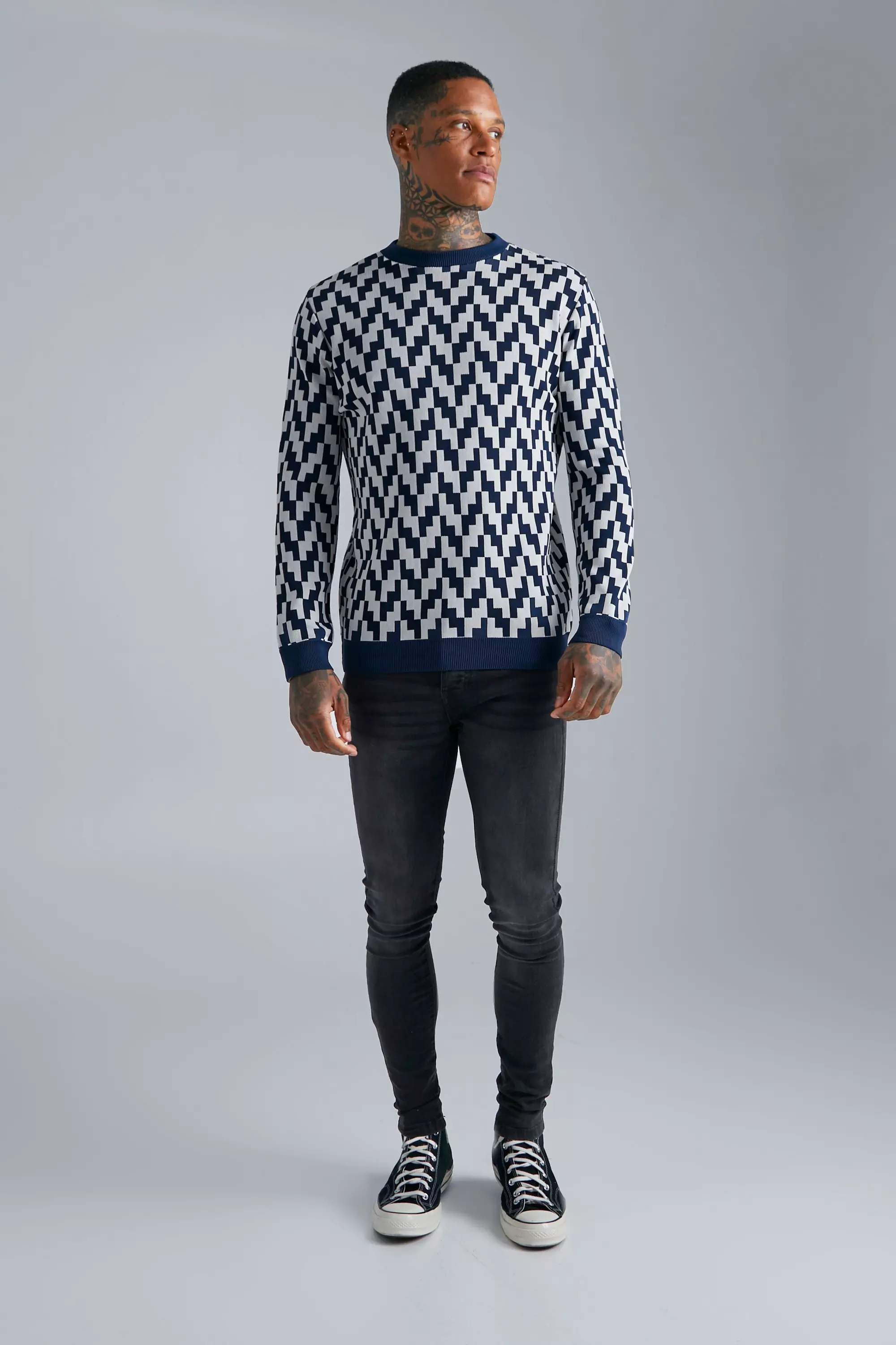 Geo Square Smart Knitted Sweater