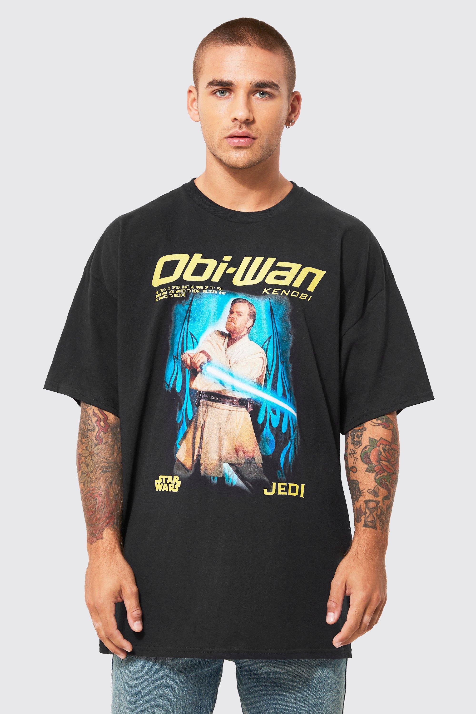 Image of T-shirt oversize ufficiale di Star Wars con Obi Wan Kenobi, Nero