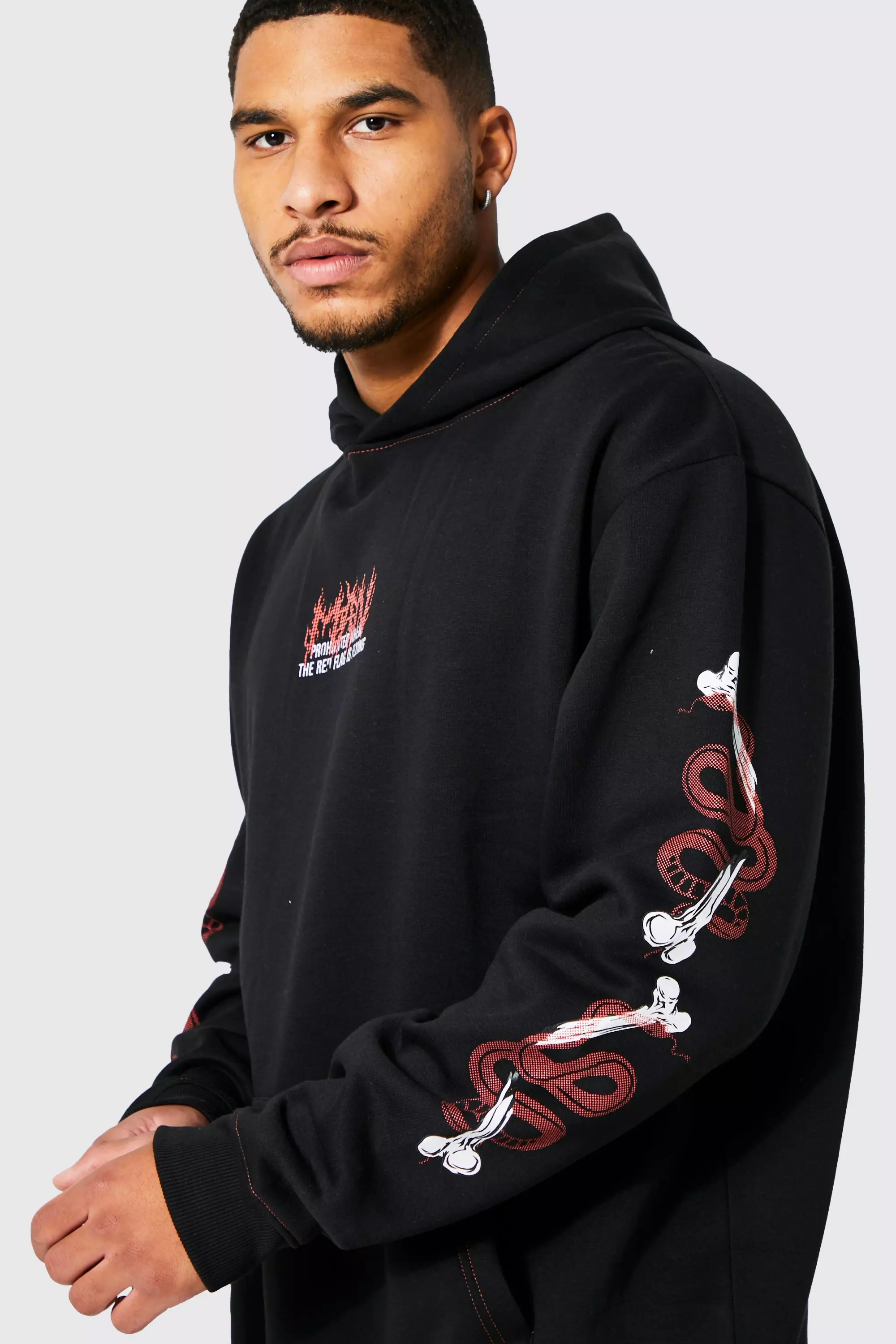 black red graphic hoodie