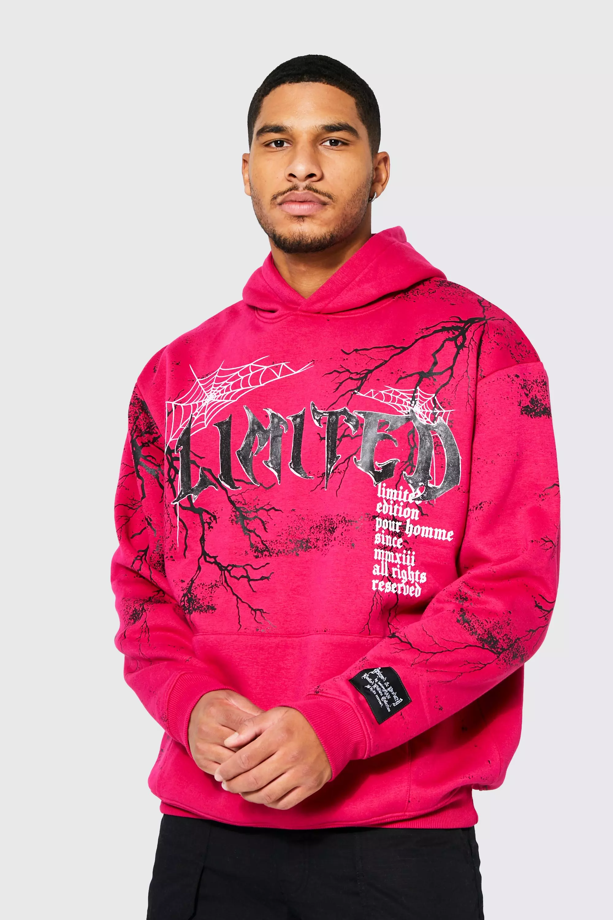 Pink graphic hoodie store men's