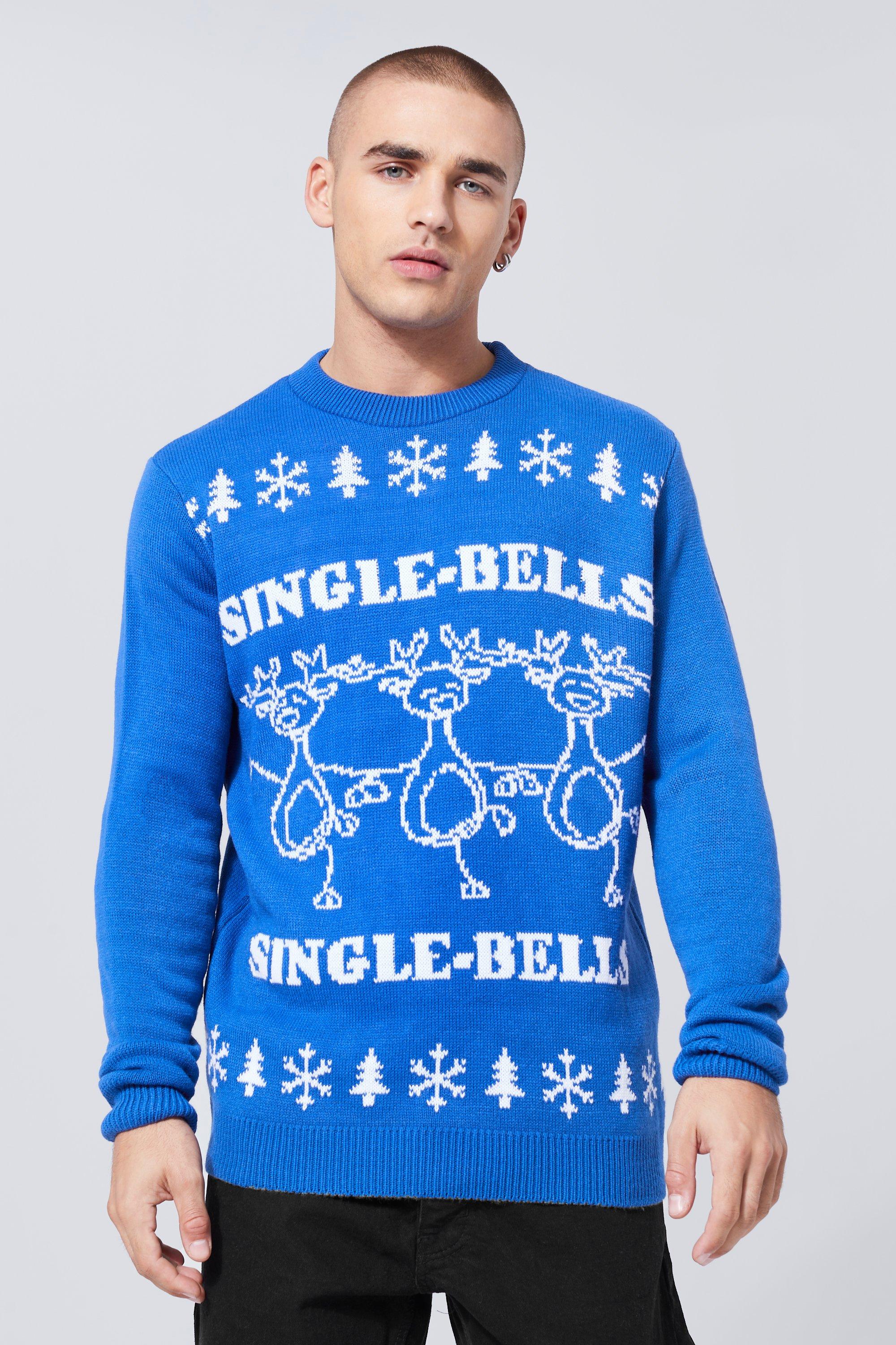 Image of Maglione natalizio con slogan Single Bells, Navy