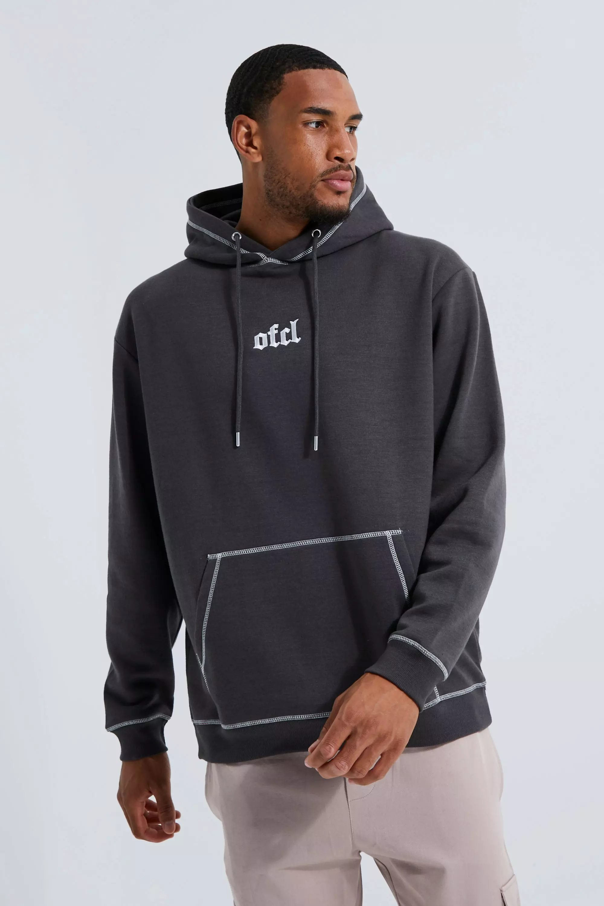 BDG Urban Outfitters Blanket Stitch Zip Up Hooded Jacket