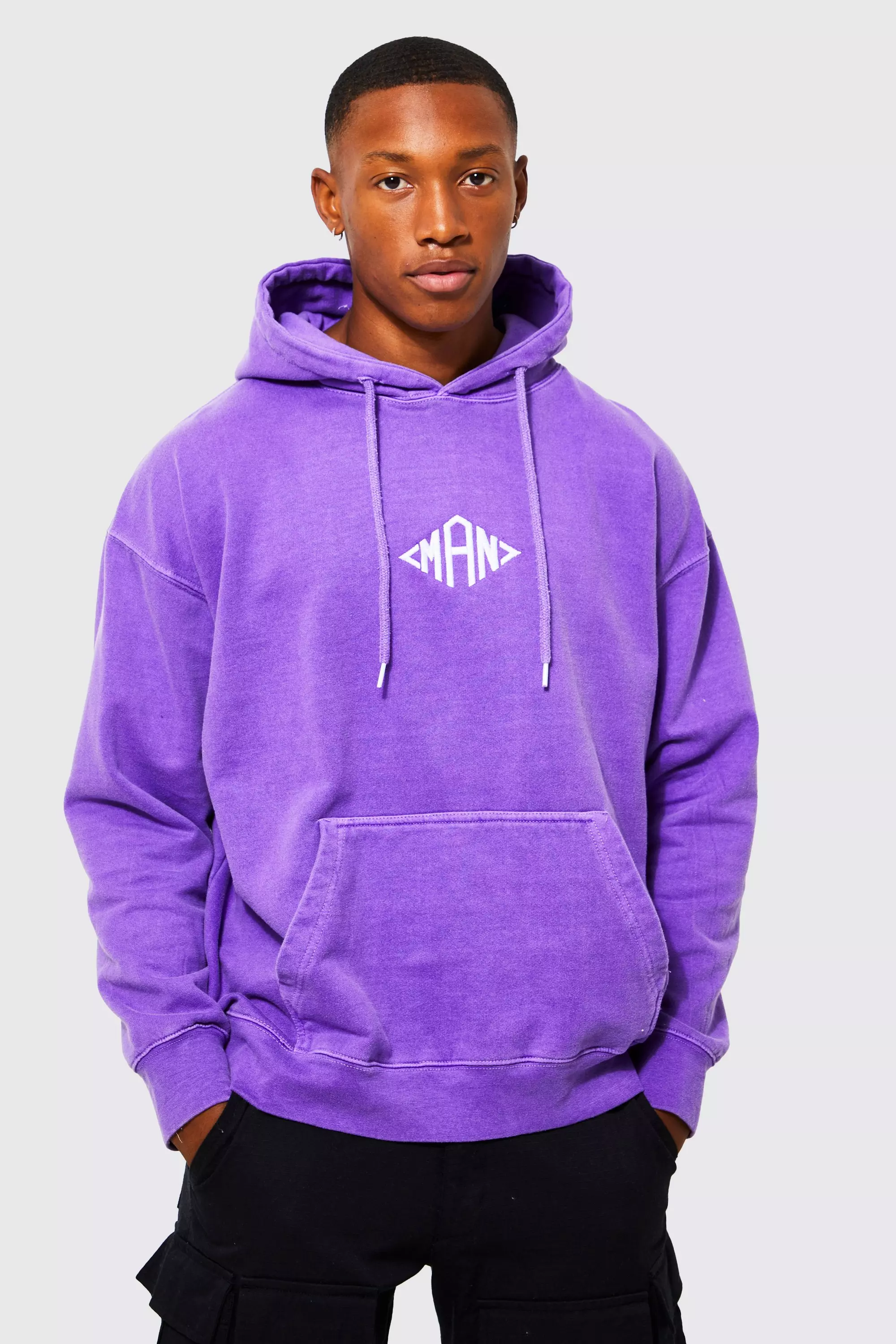 Oversized Washed Man Diamond Washed Hoodie