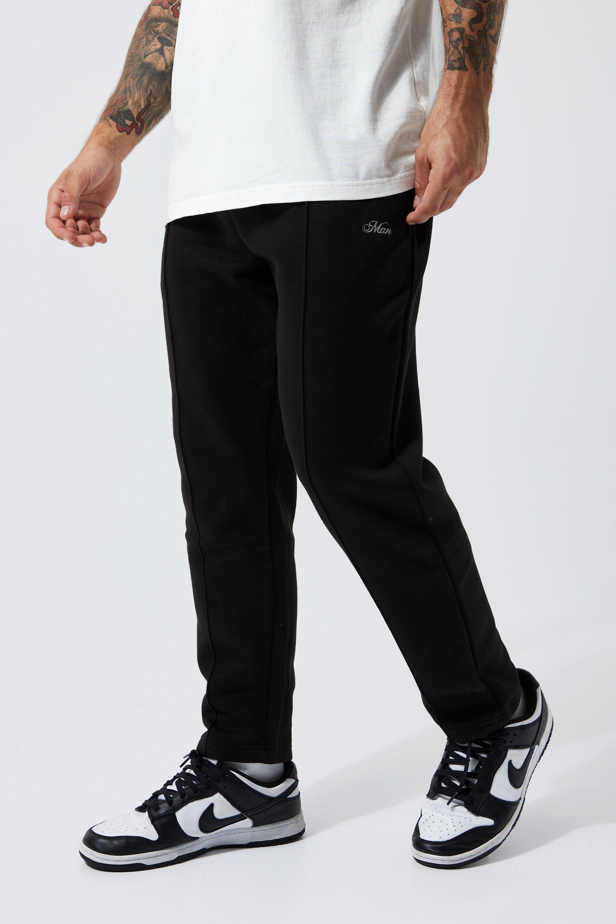 Mens Black Man Tapered Jogger With Pintuck, Black