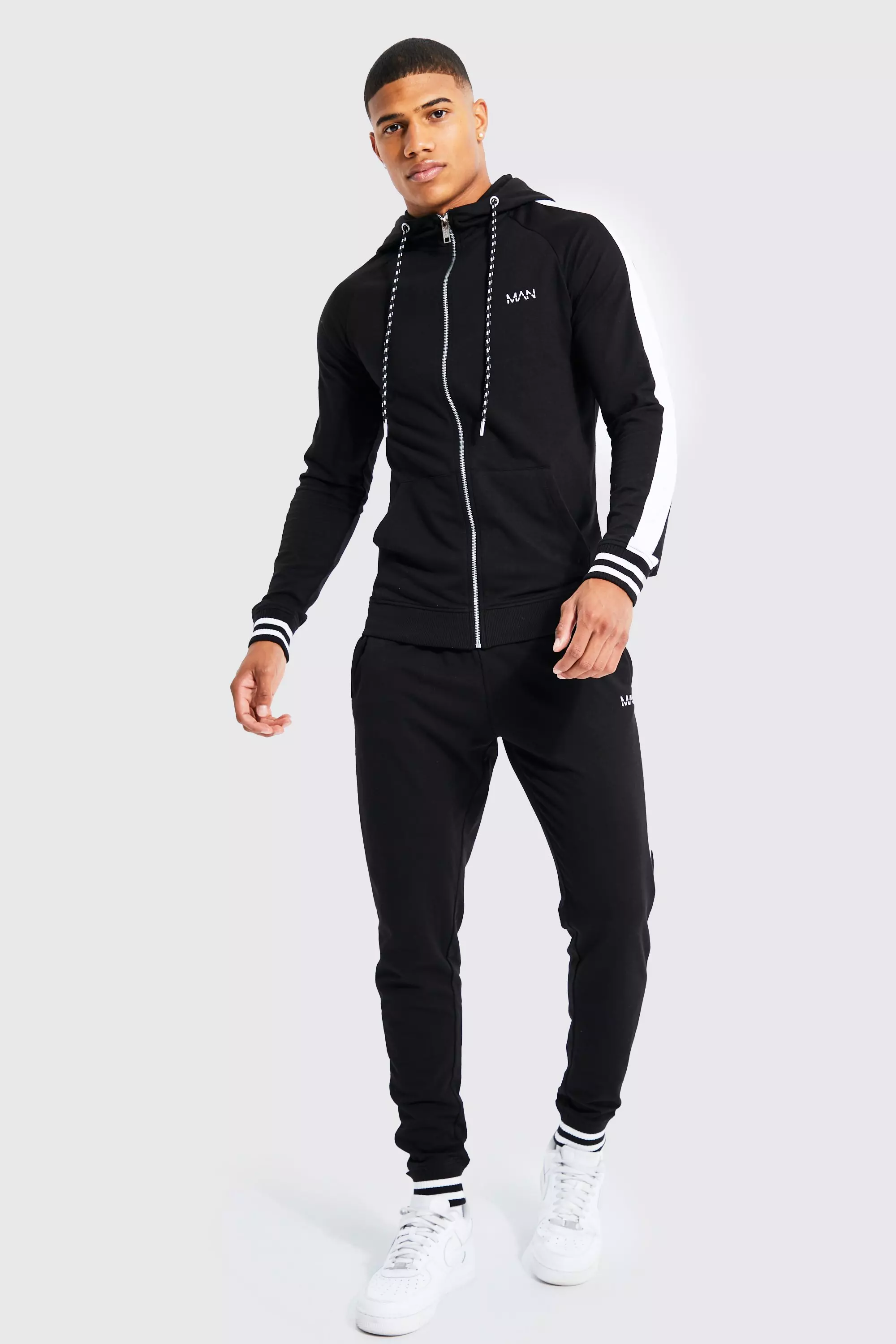 Muscle fit hot sale tracksuit mens