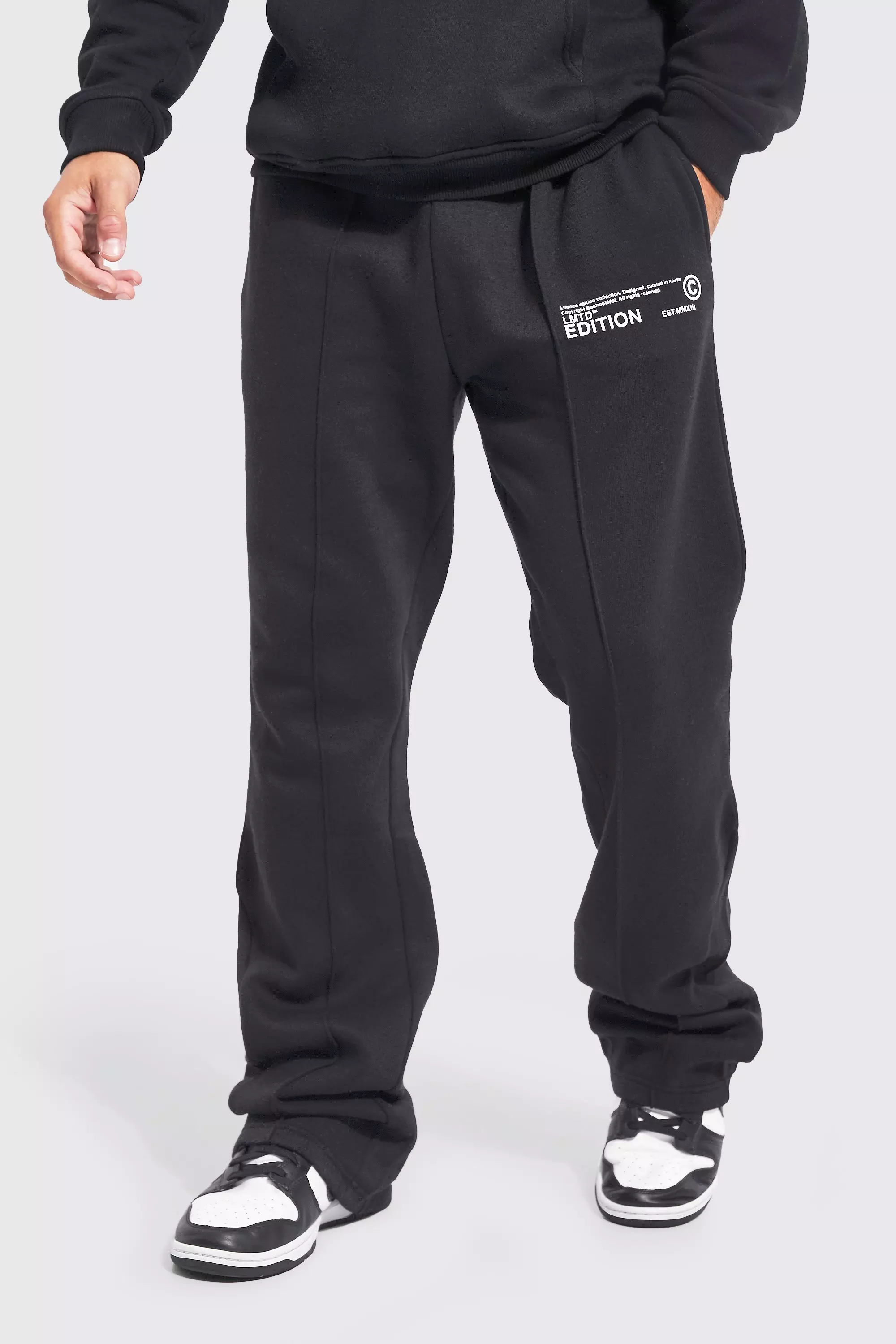 Man Slim Stacked Flare Pintuck Jogger