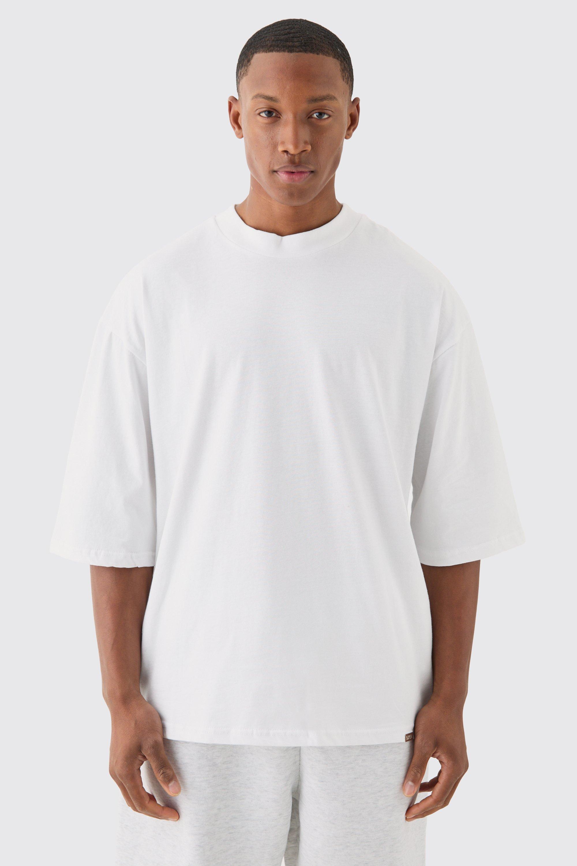 Image of T-shirt oversize pesante con mezze maniche, Bianco