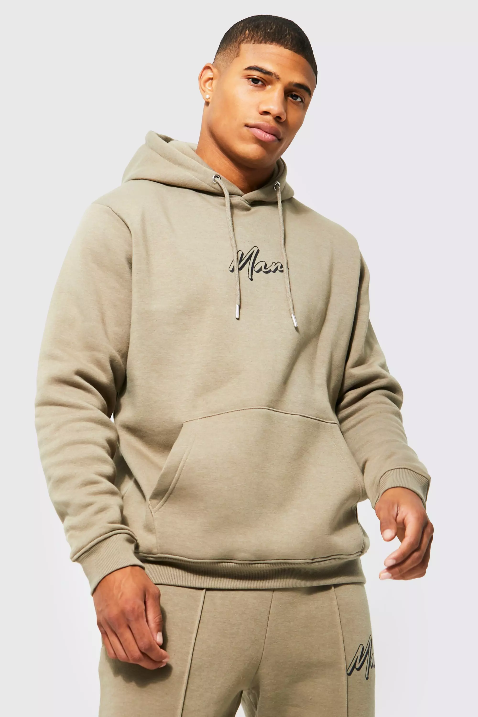 The Couture Club pullover hoodie in beige with photo back print