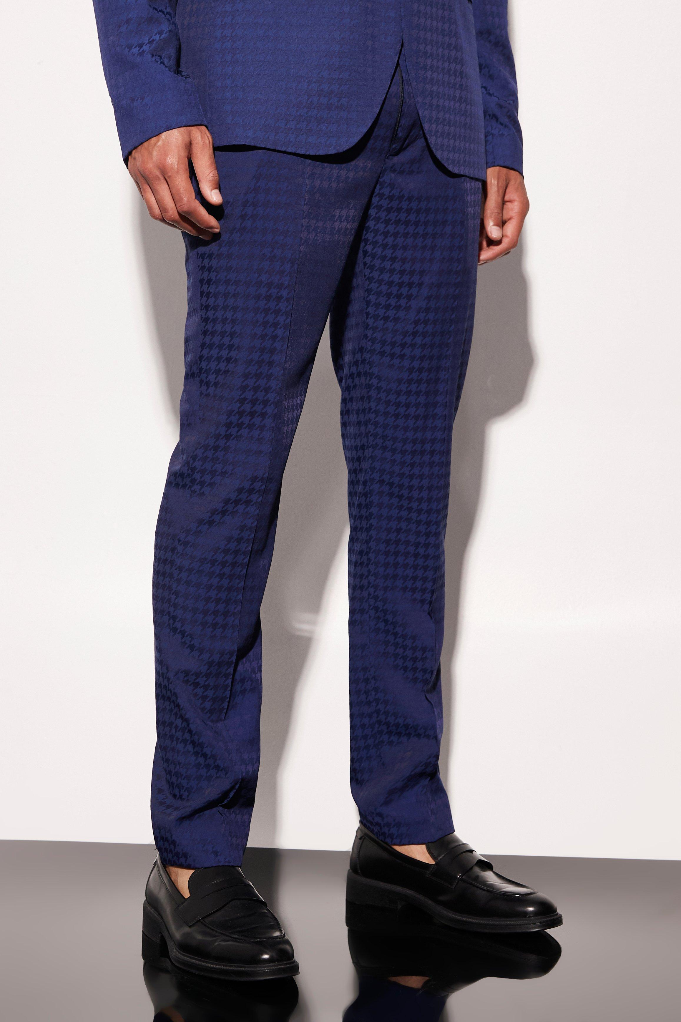 tall - pantalon de costume court à imprimé pied-de-poule homme - bleu - 36, bleu
