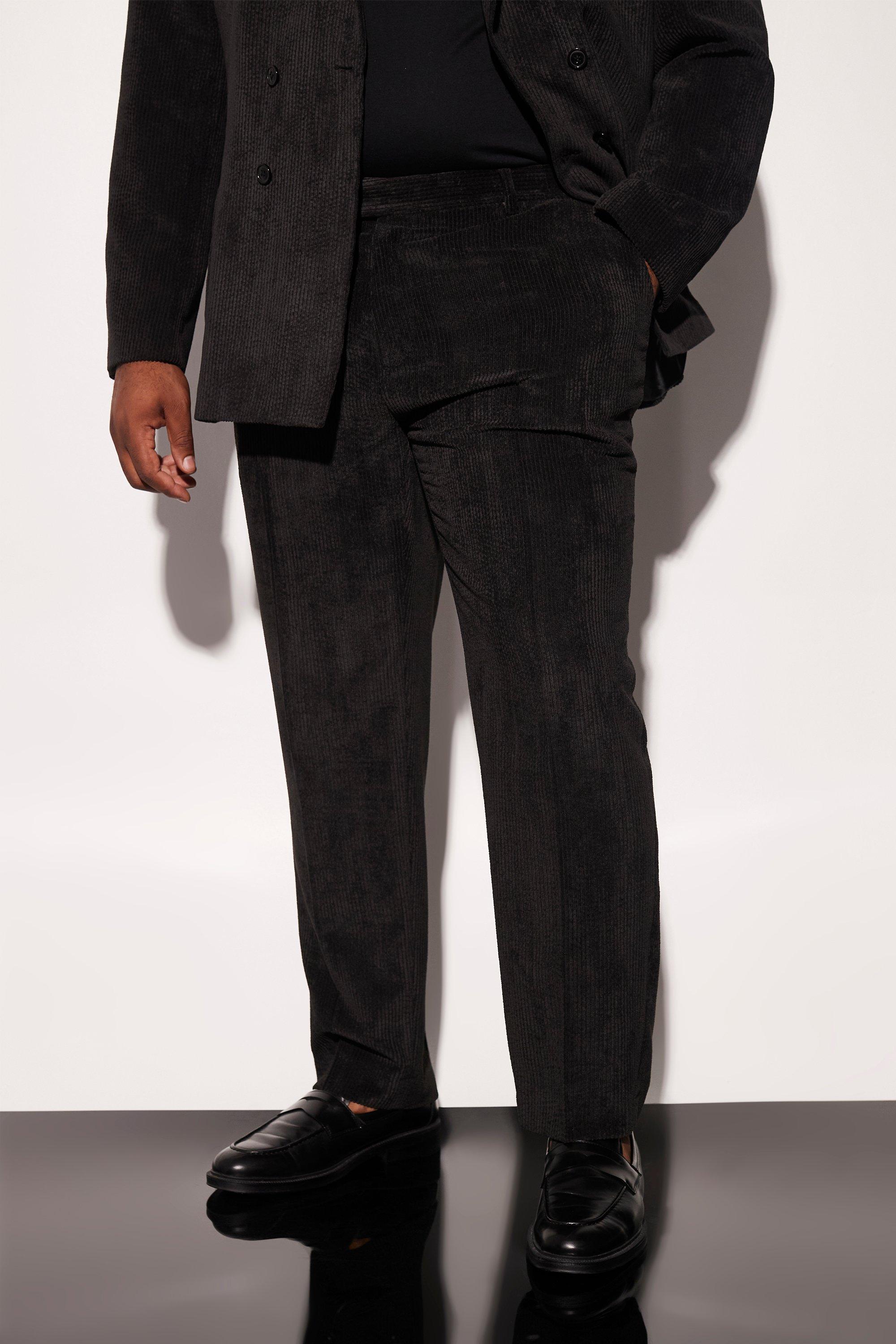 grande taille - pantalon de costume en velours côtelé homme - noir - 40, noir