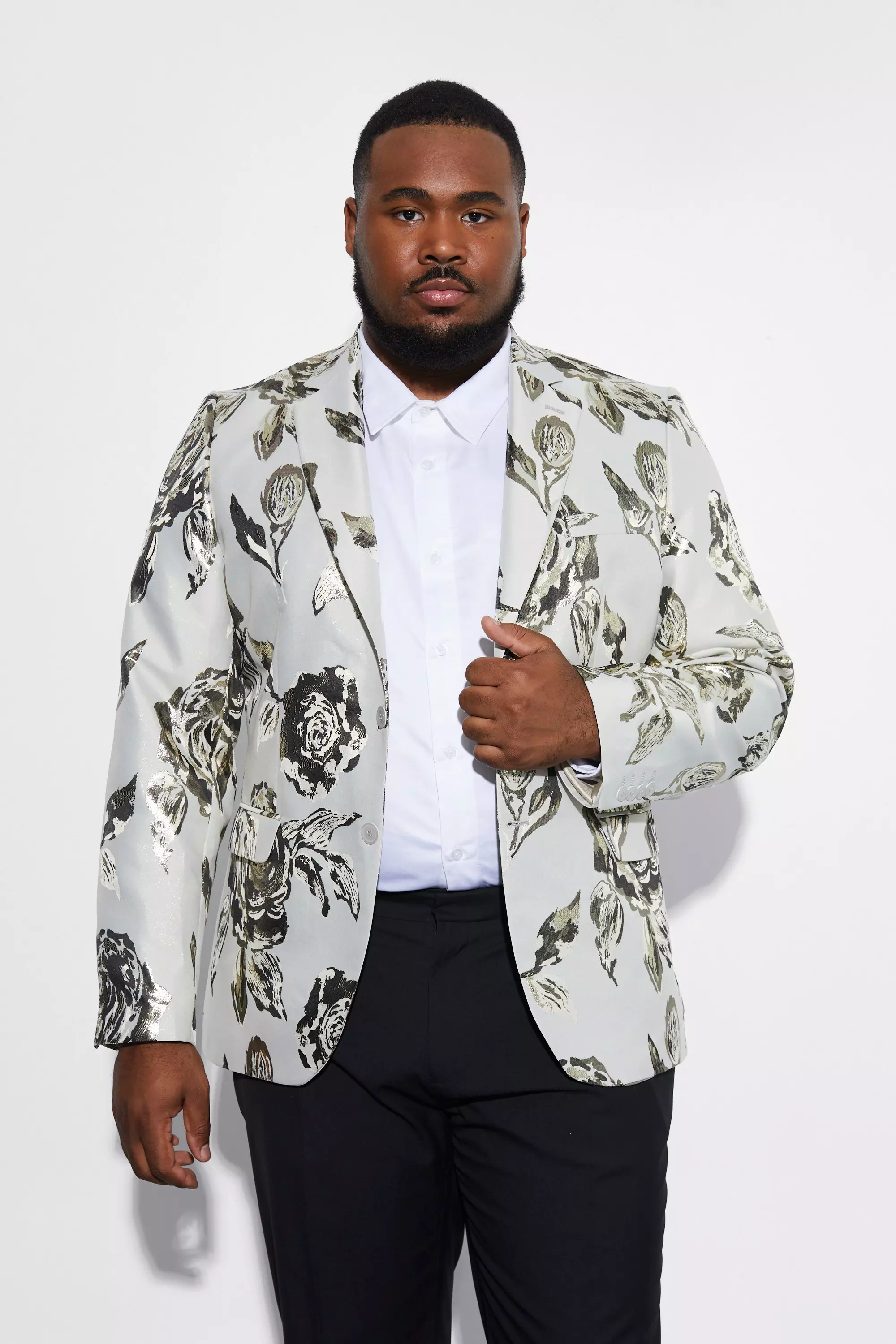 Slim Floral Jacquard Blazer | boohooMAN