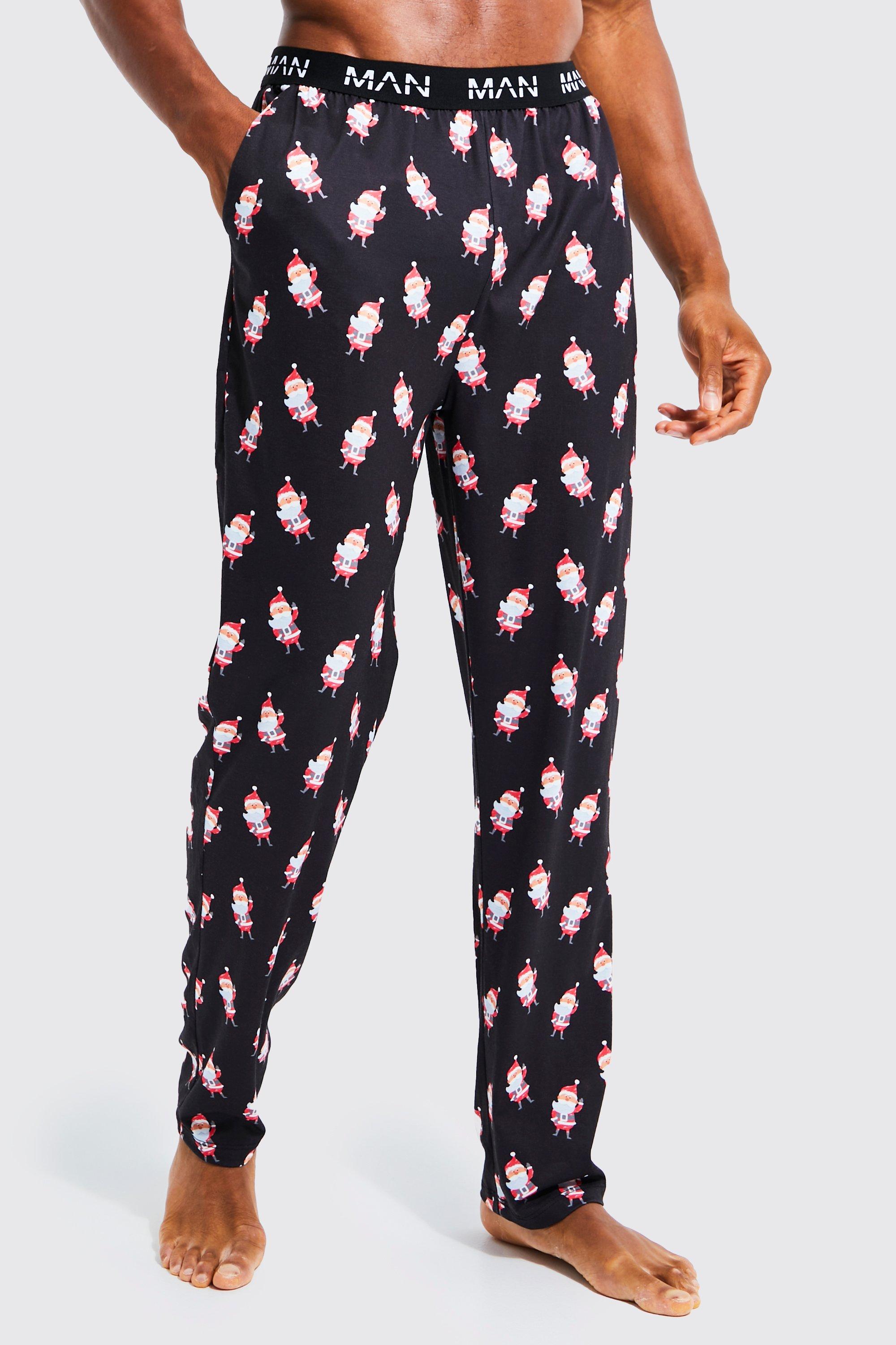 Novità - Pantaloni tuta di Loungewear da uomo con Santa Claus, Nero