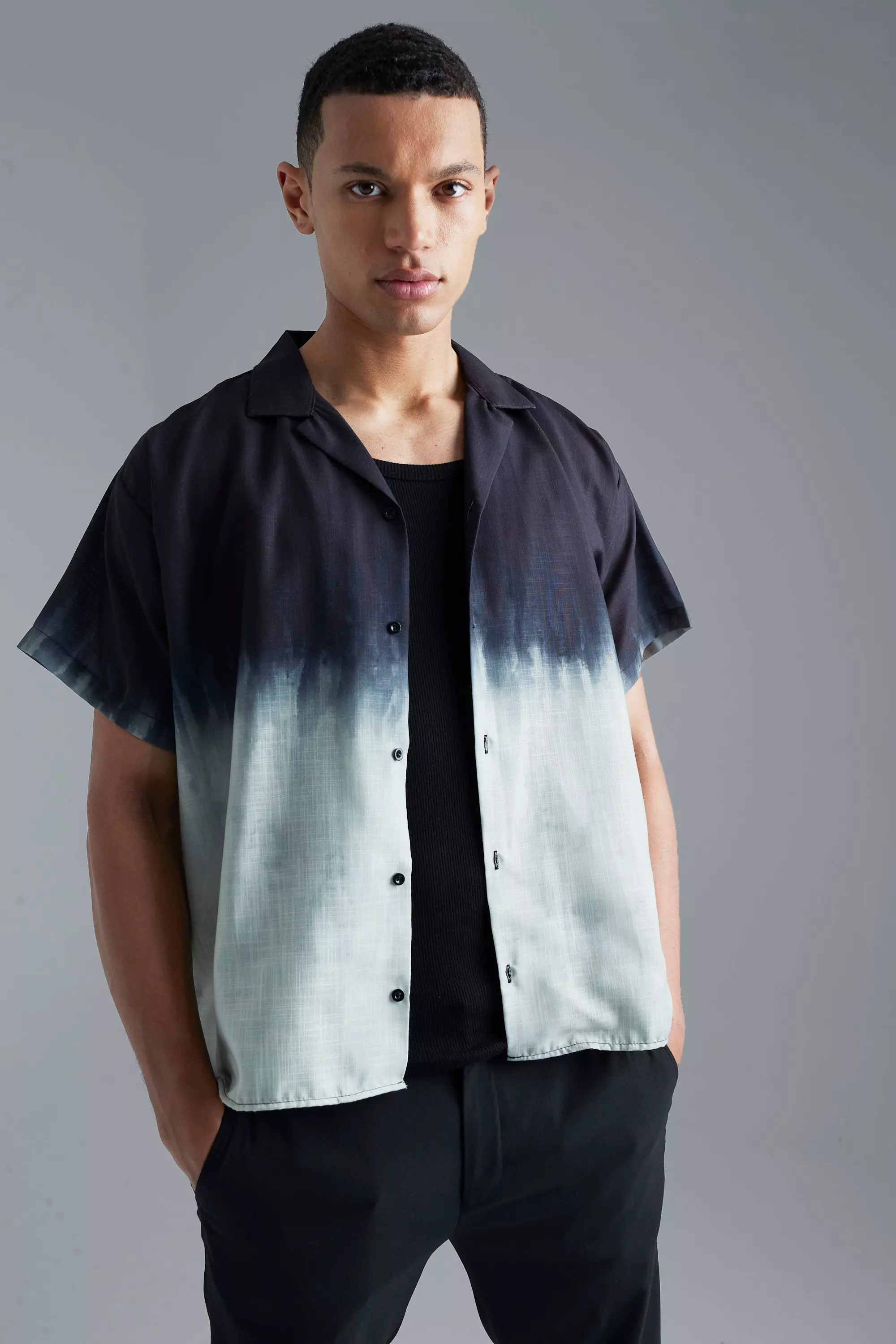 Plus Short Sleeve Boxy Slub Tie Dye Shirt