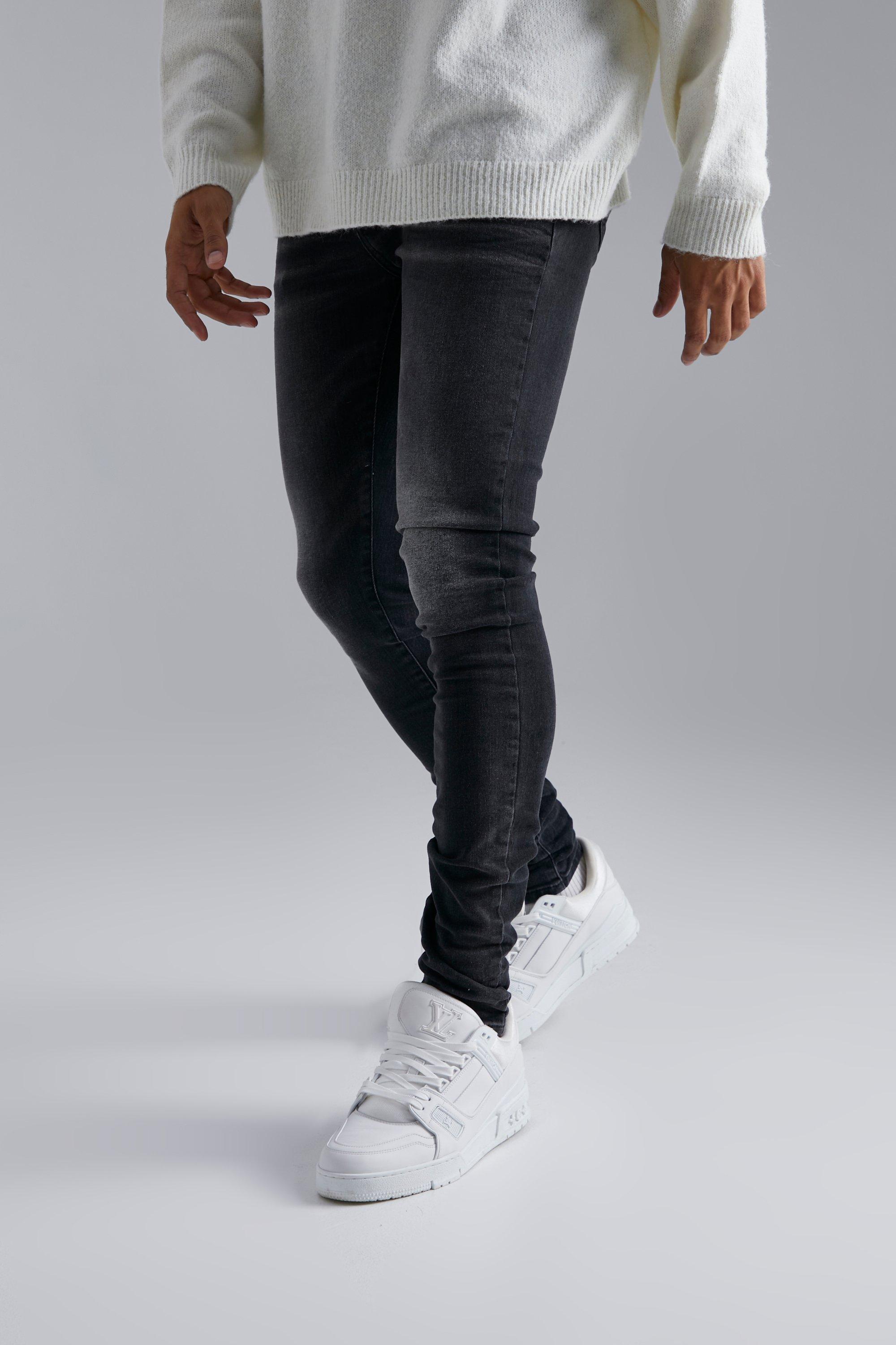 Image of Jeans Skinny Fit Stretch con pieghe sul fondo, Nero