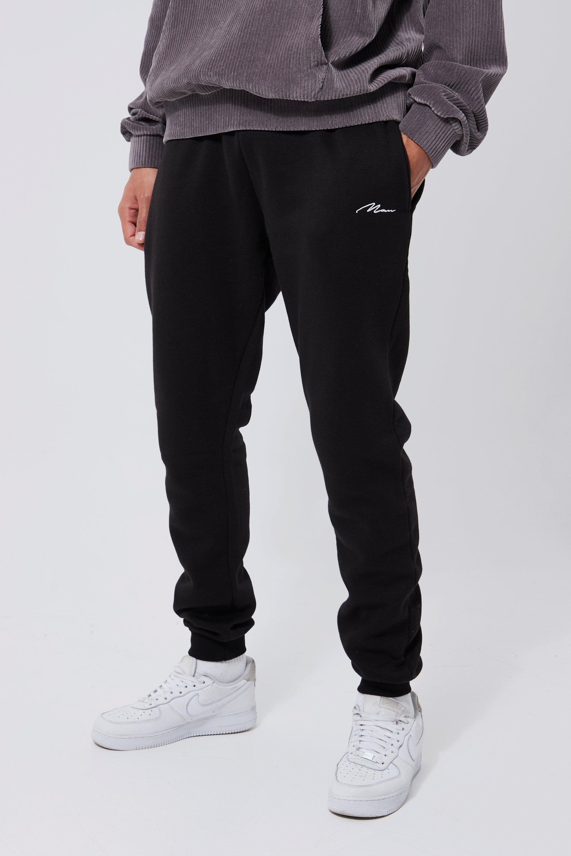 Mens Black Tall Man Script Skinny Fit Jogger, Black