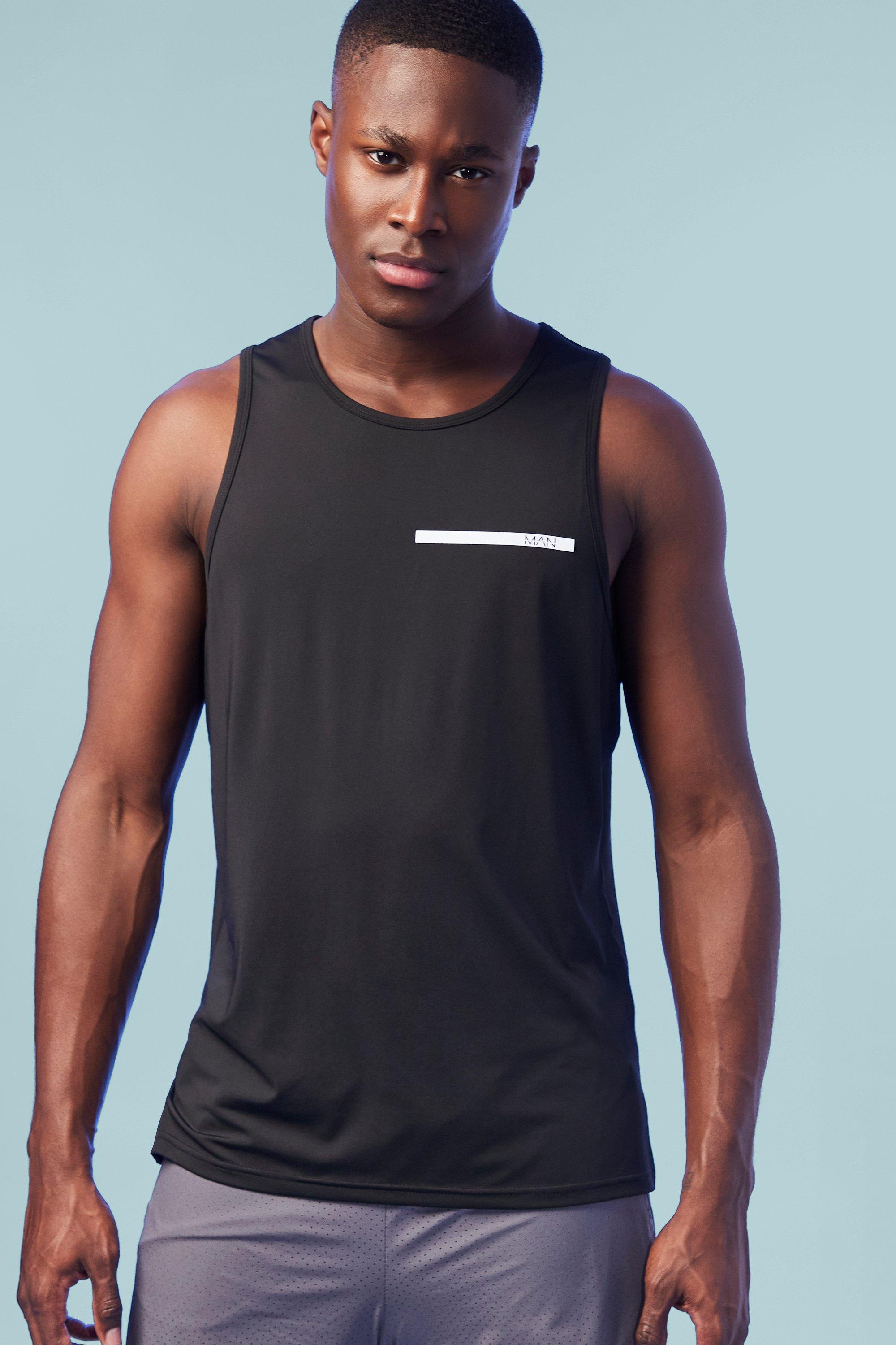 Mens Black Man Active Performance Vest, Black