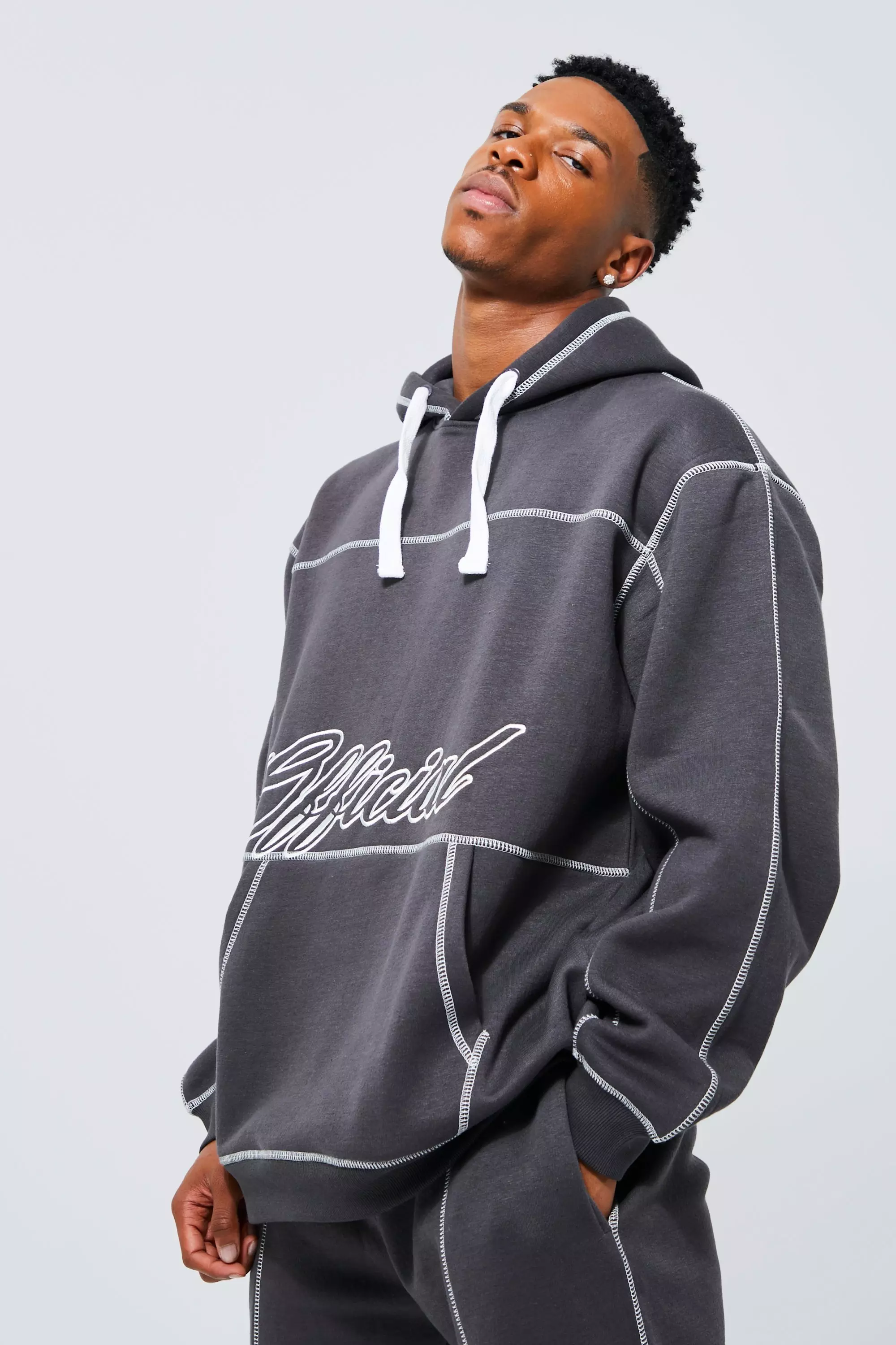 Official Oversized Contrast Stitch Hoodie | boohooMAN USA