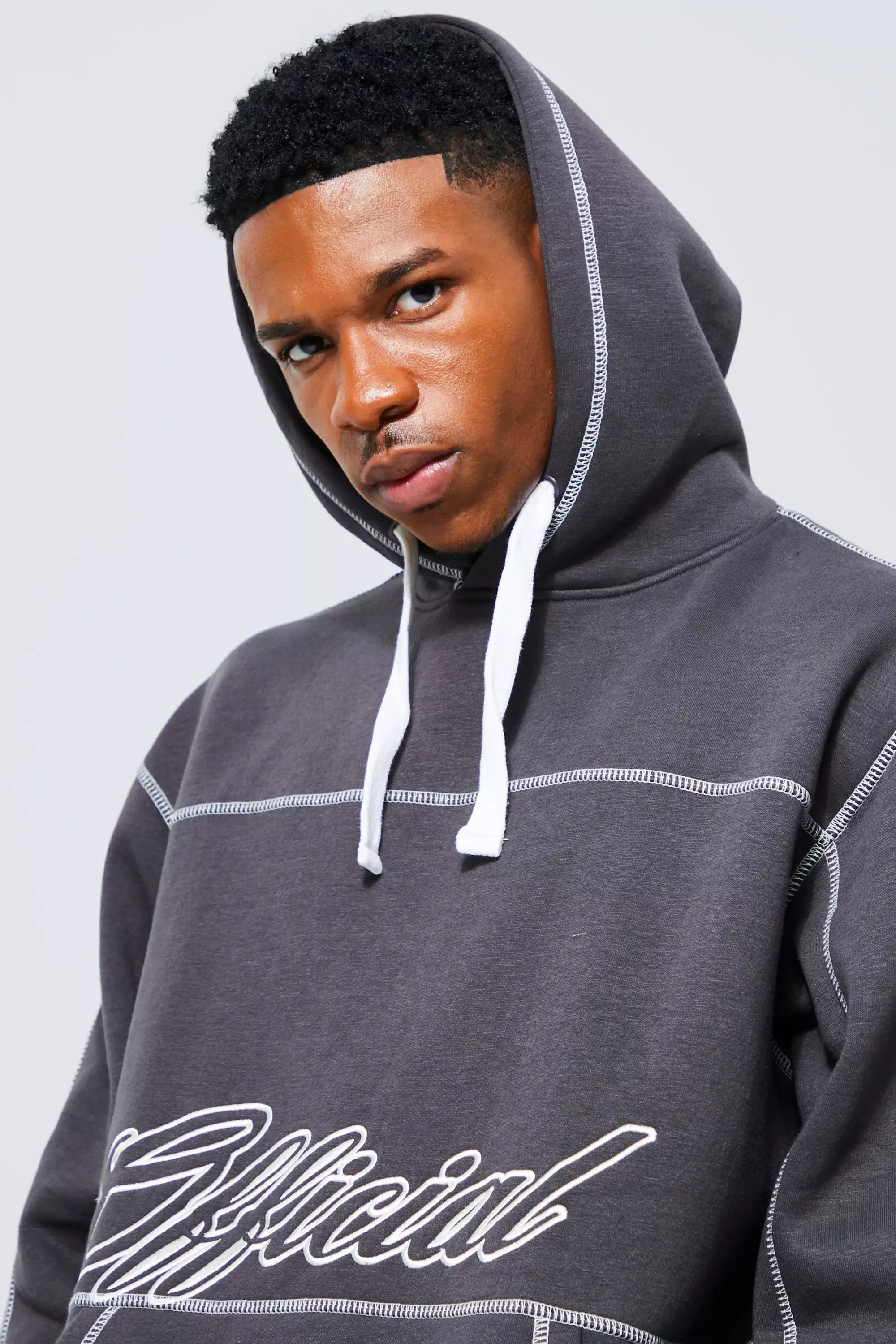 Official Oversized Contrast Stitch Hoodie | boohooMAN USA