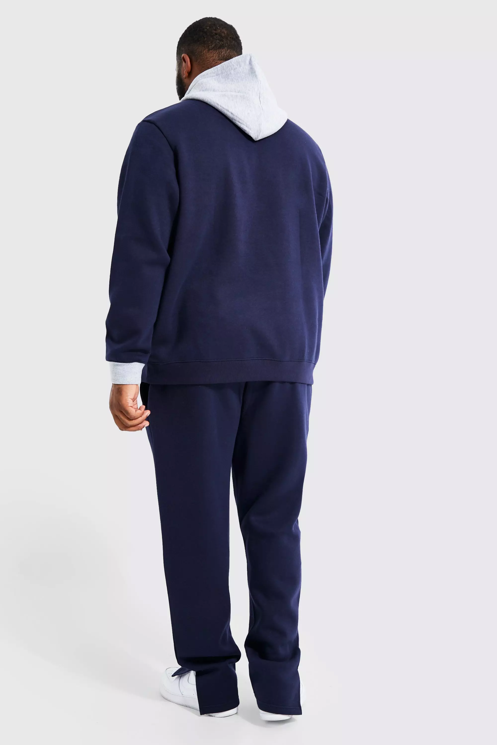 Navy Blue Contrast Hooded Tracksuit