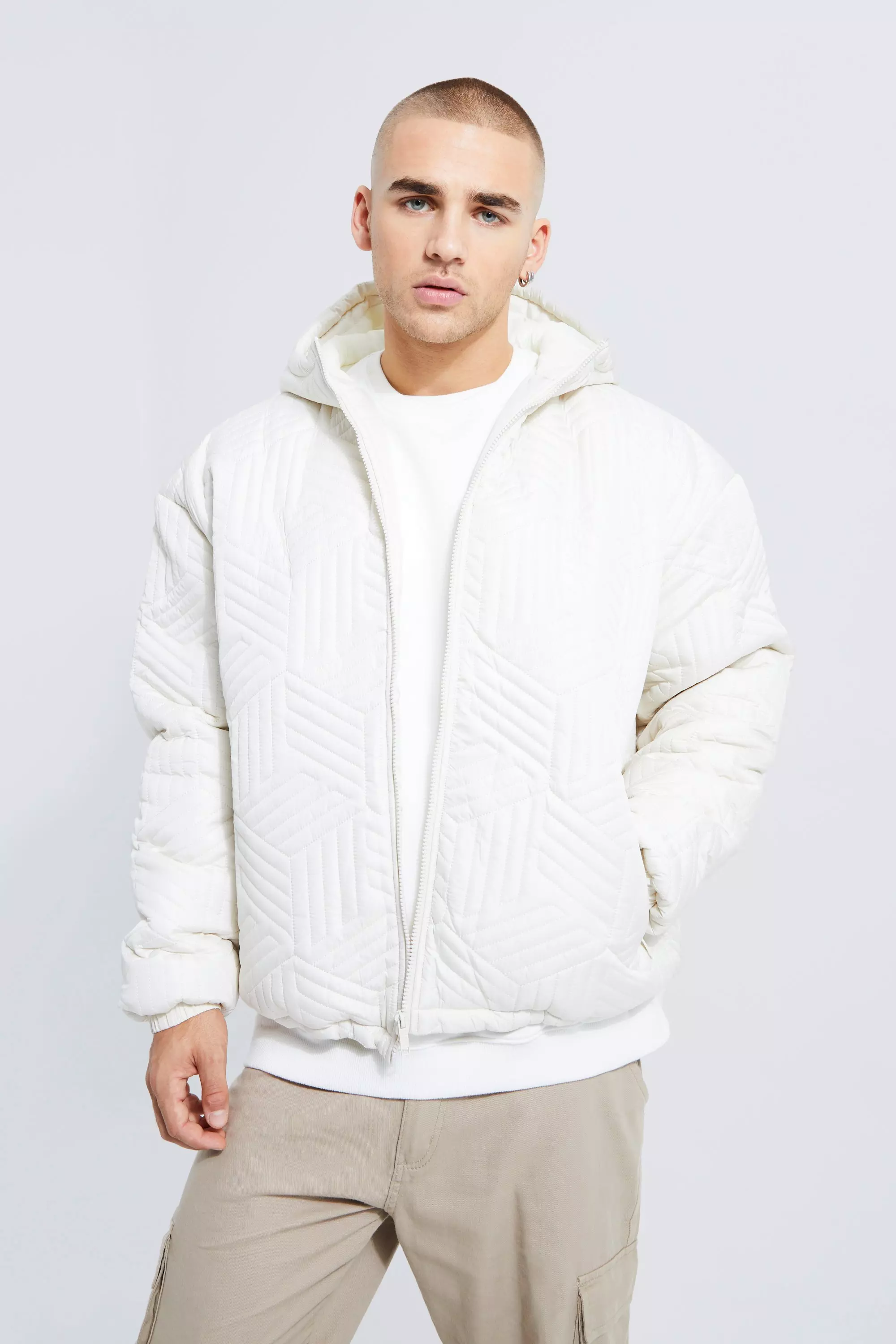 Ecru padded hot sale puffer jacket