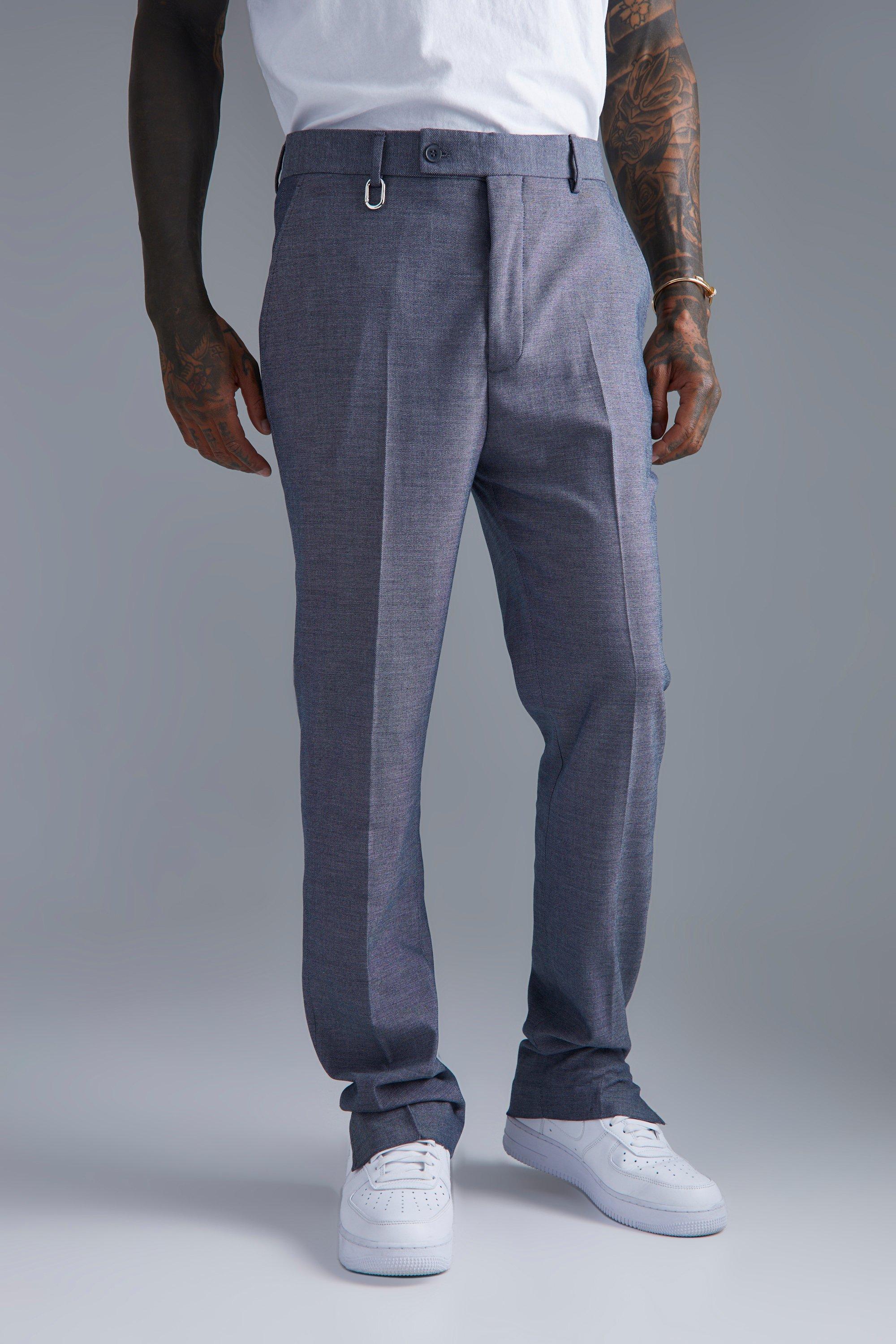 pantalon droit texturé fendu homme - gris - 32, gris