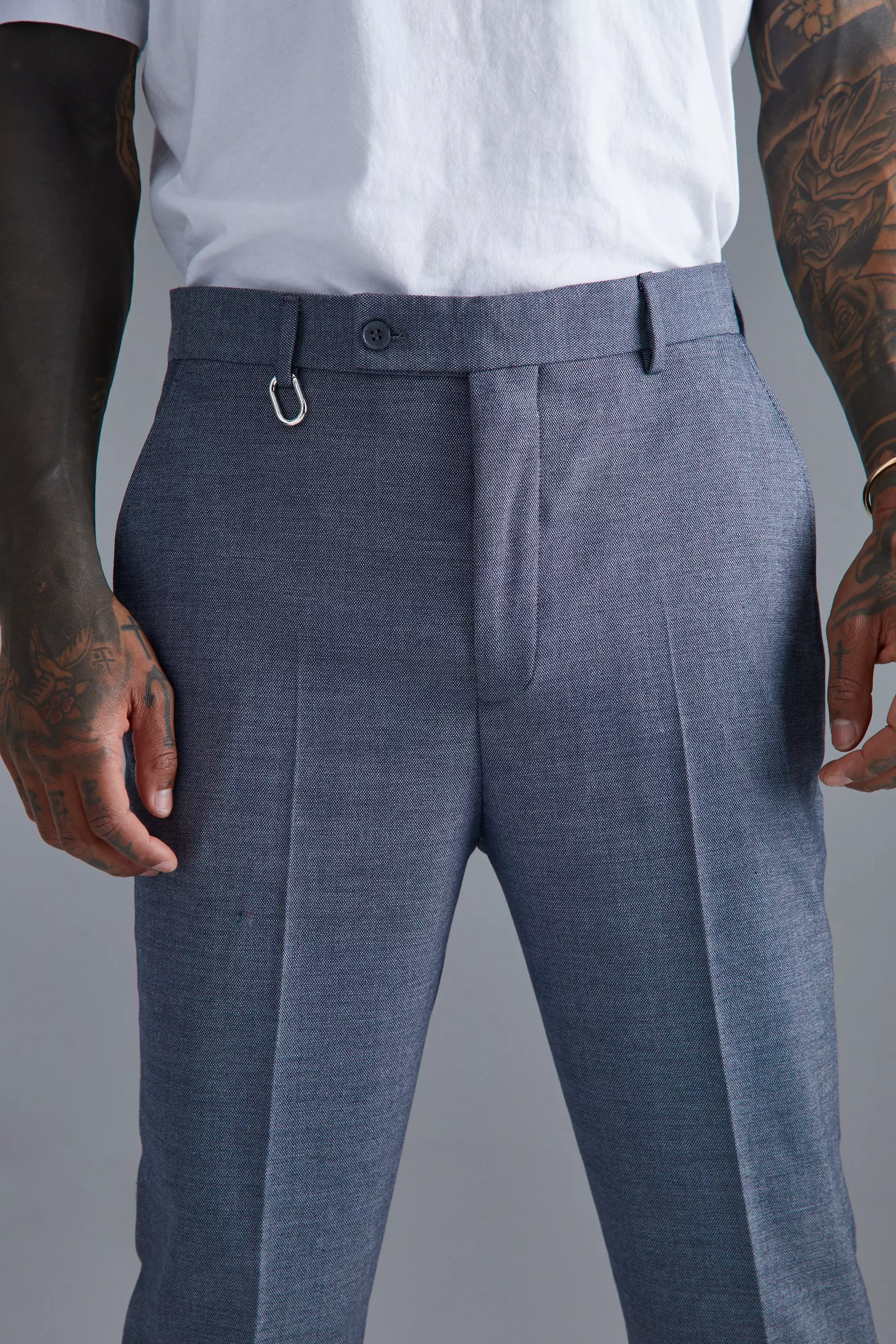 Textured Straight Fit Trousers