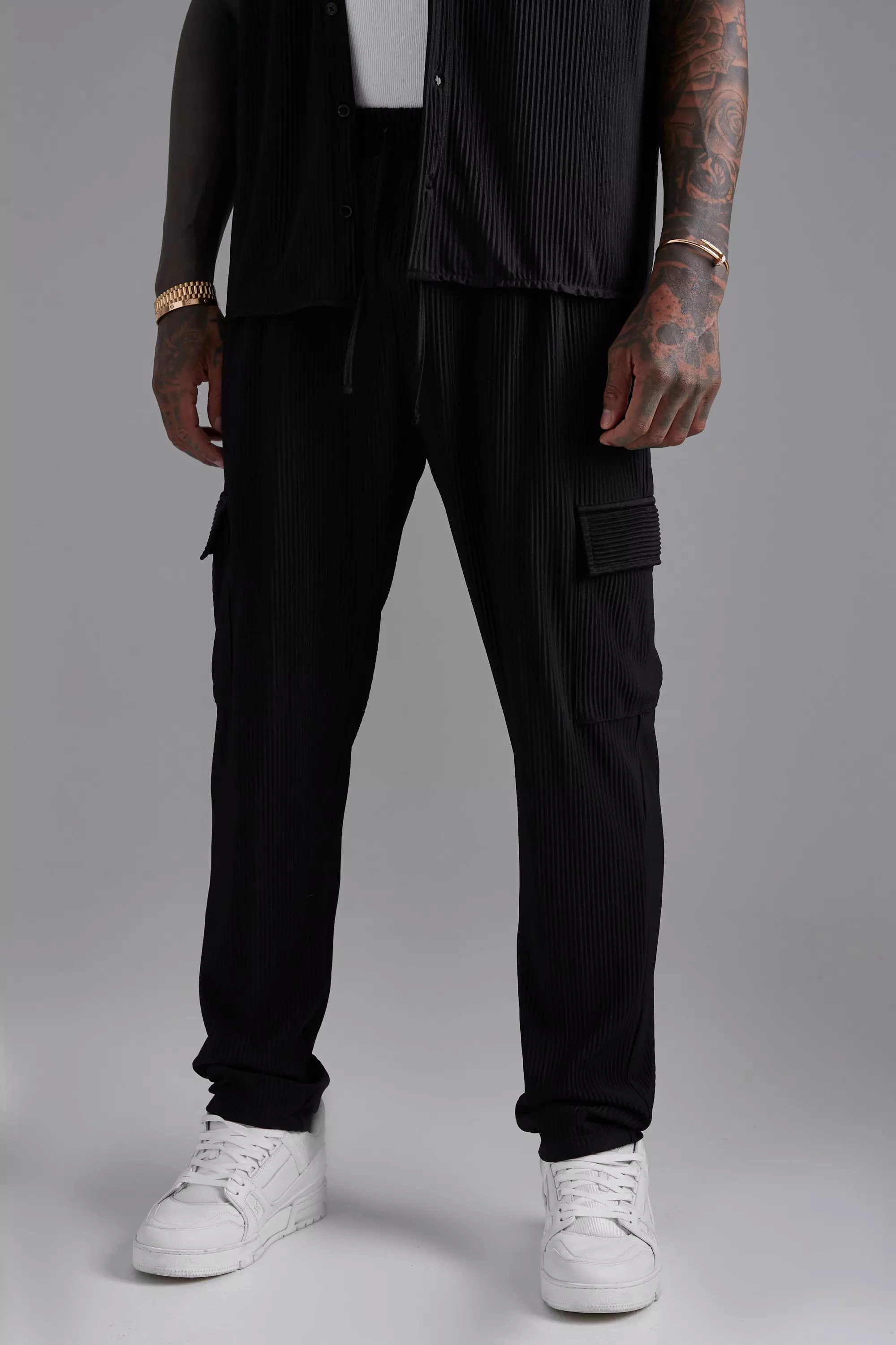 Pinstripe cargo sales trousers