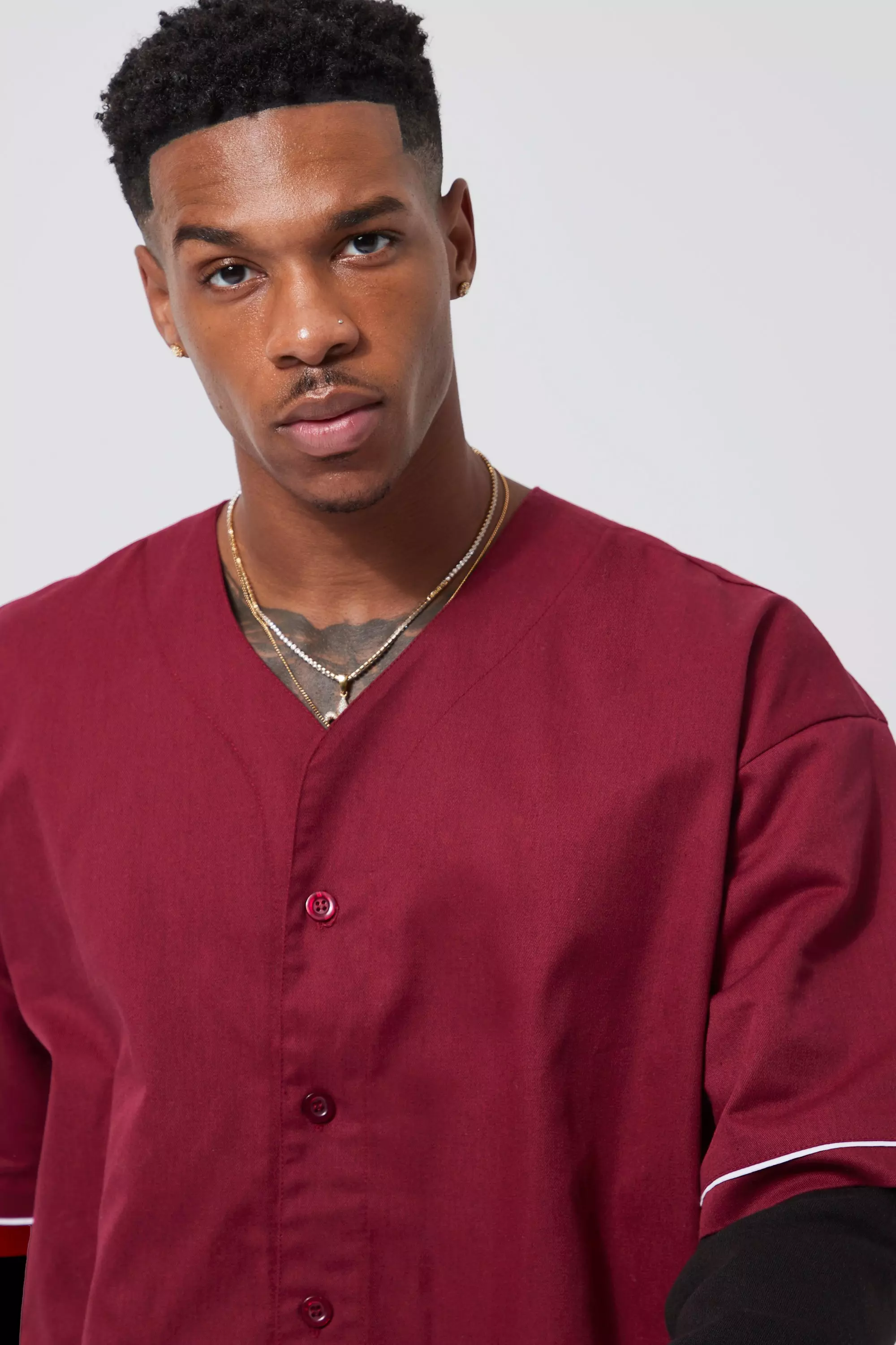 ASOS Oversized Baseball Jersey Shirt in Red for Men