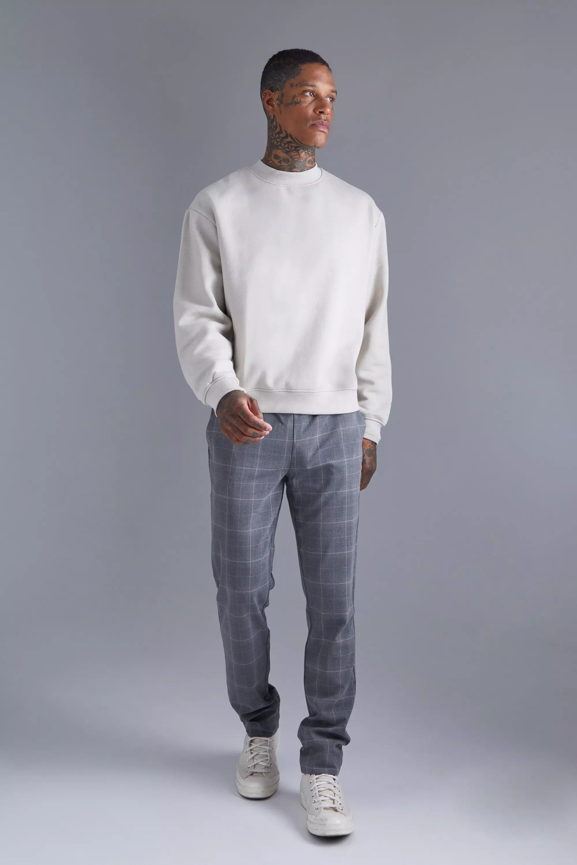 Mens checked jogger online trousers