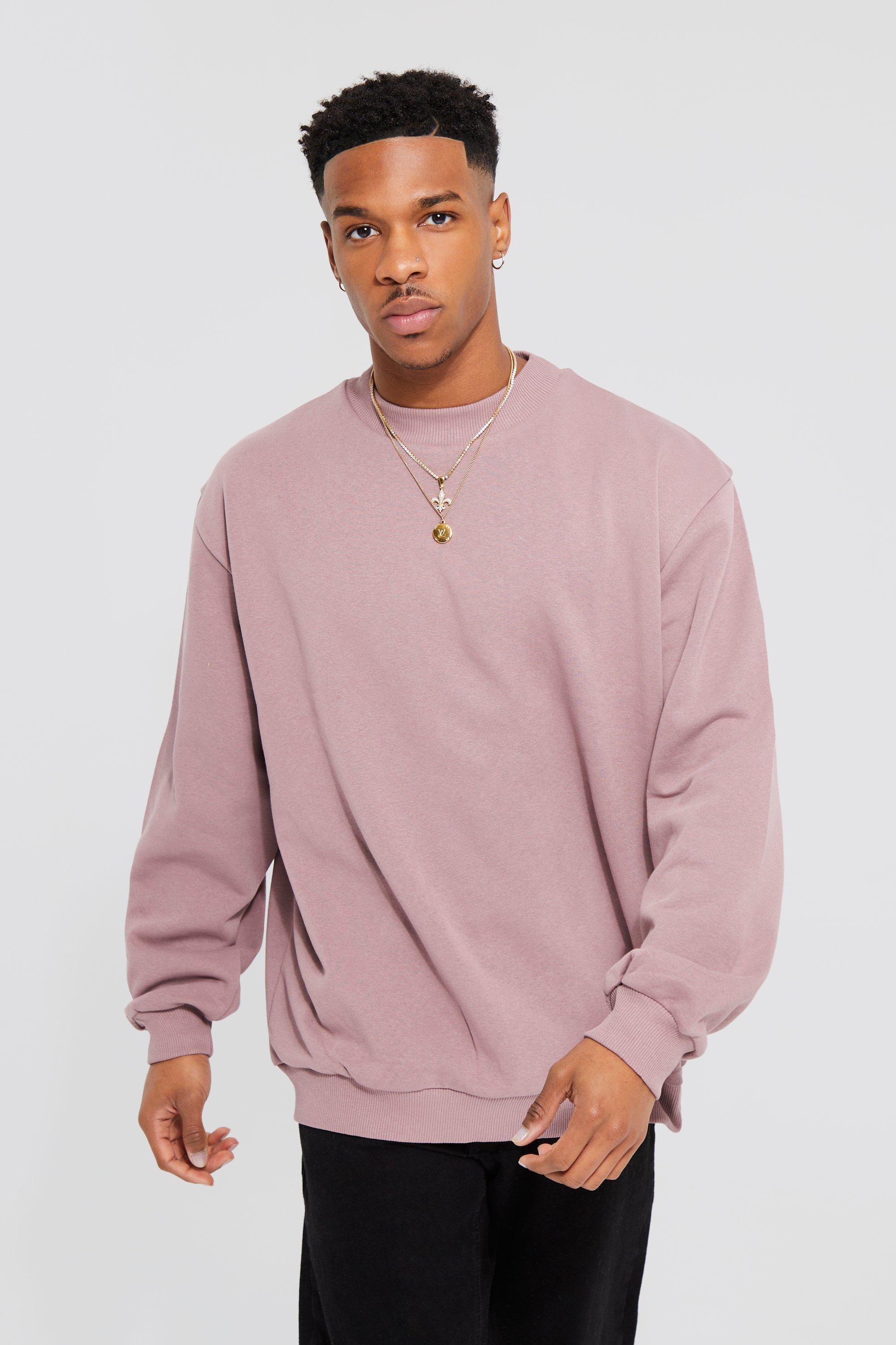 Men's Oversized Extended Neck Sweatshirt - Purple - S, Purple