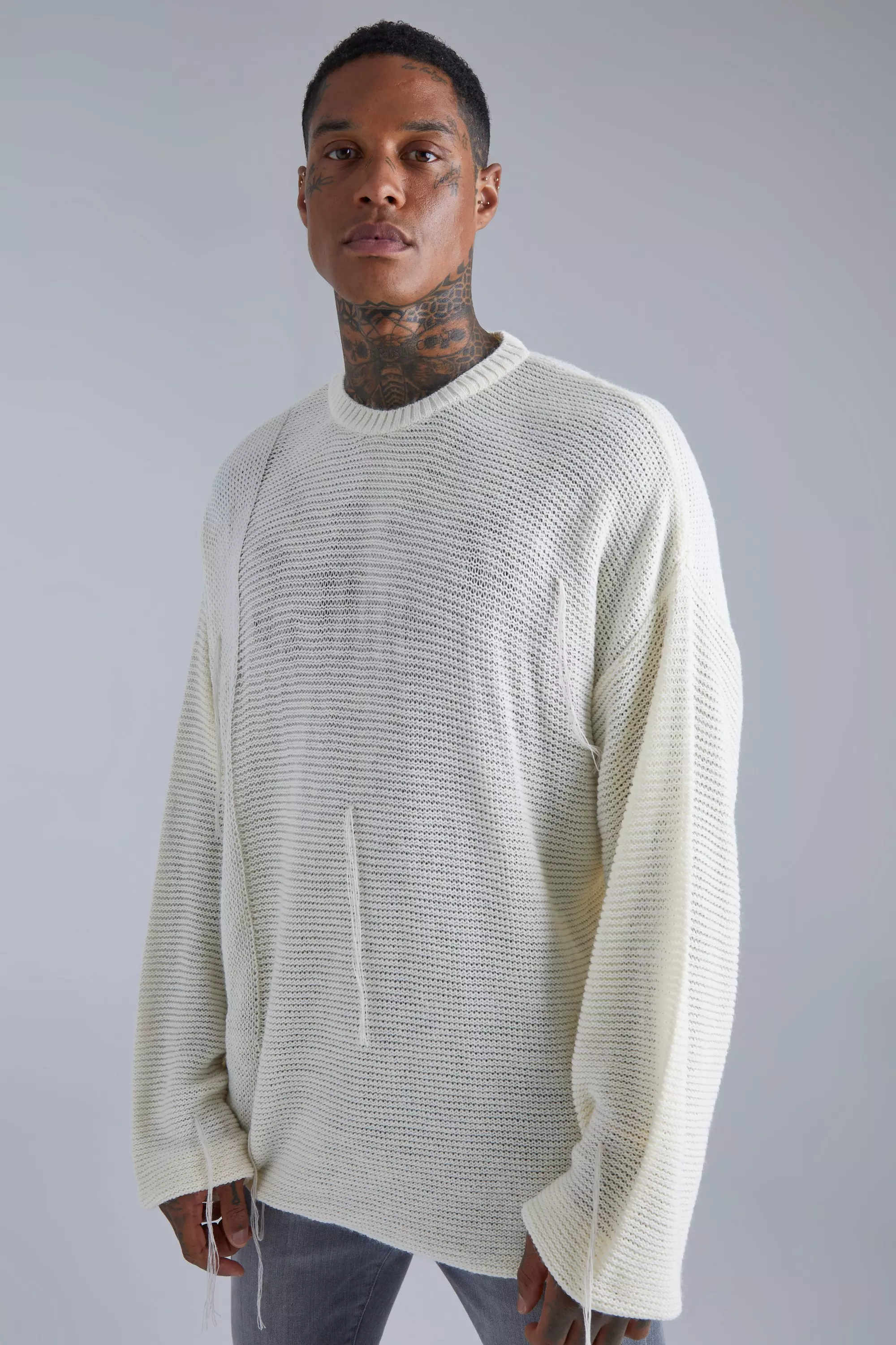 Oversized white outlet knit jumper