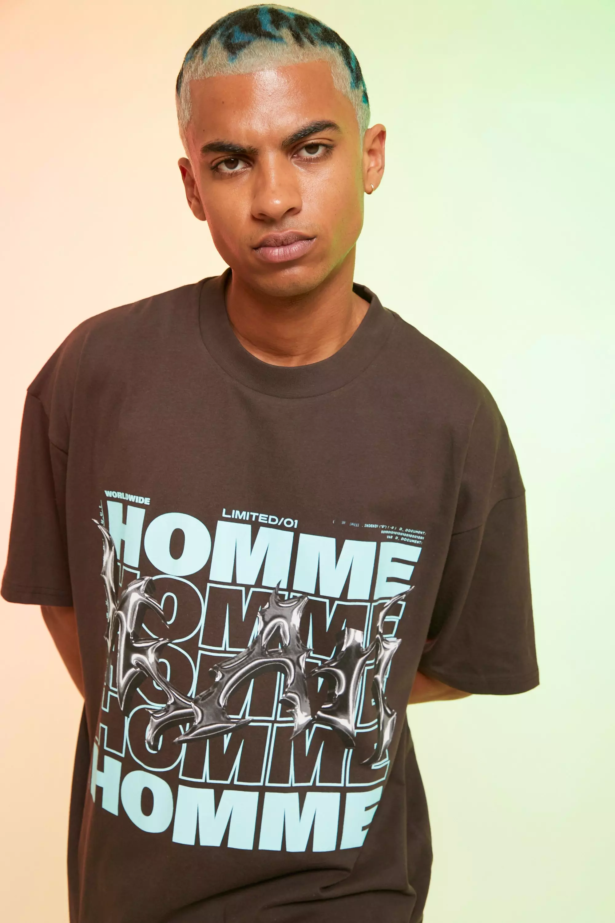 Oversized Extended Neck Homme Graphic T-shirt