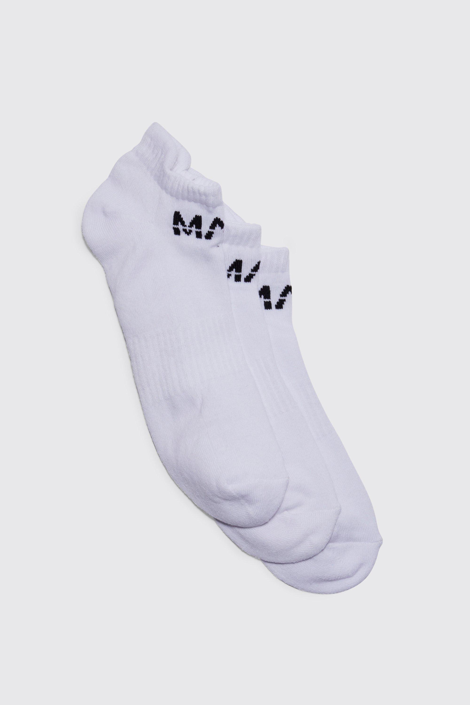 Mens White 3 Pack Man Active Gym Cushioned Trainer Sock, White