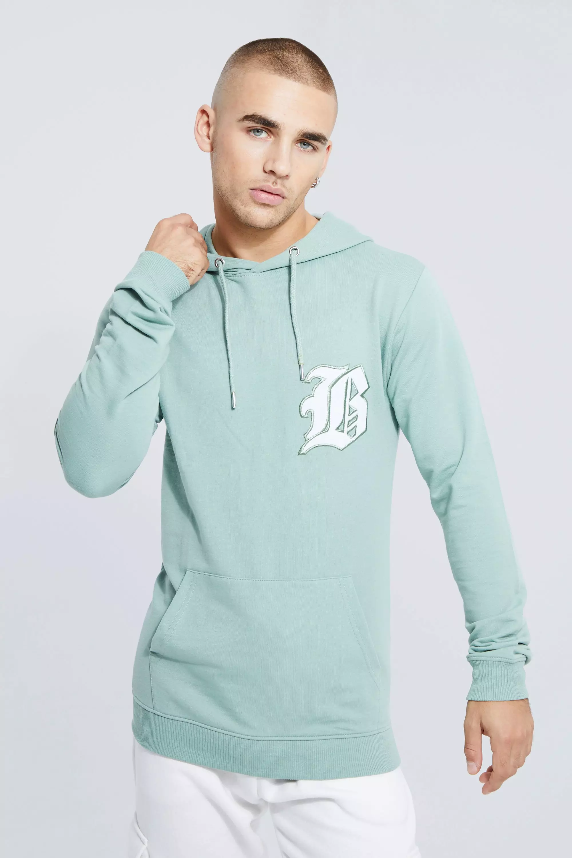 White muscle hot sale fit hoodie