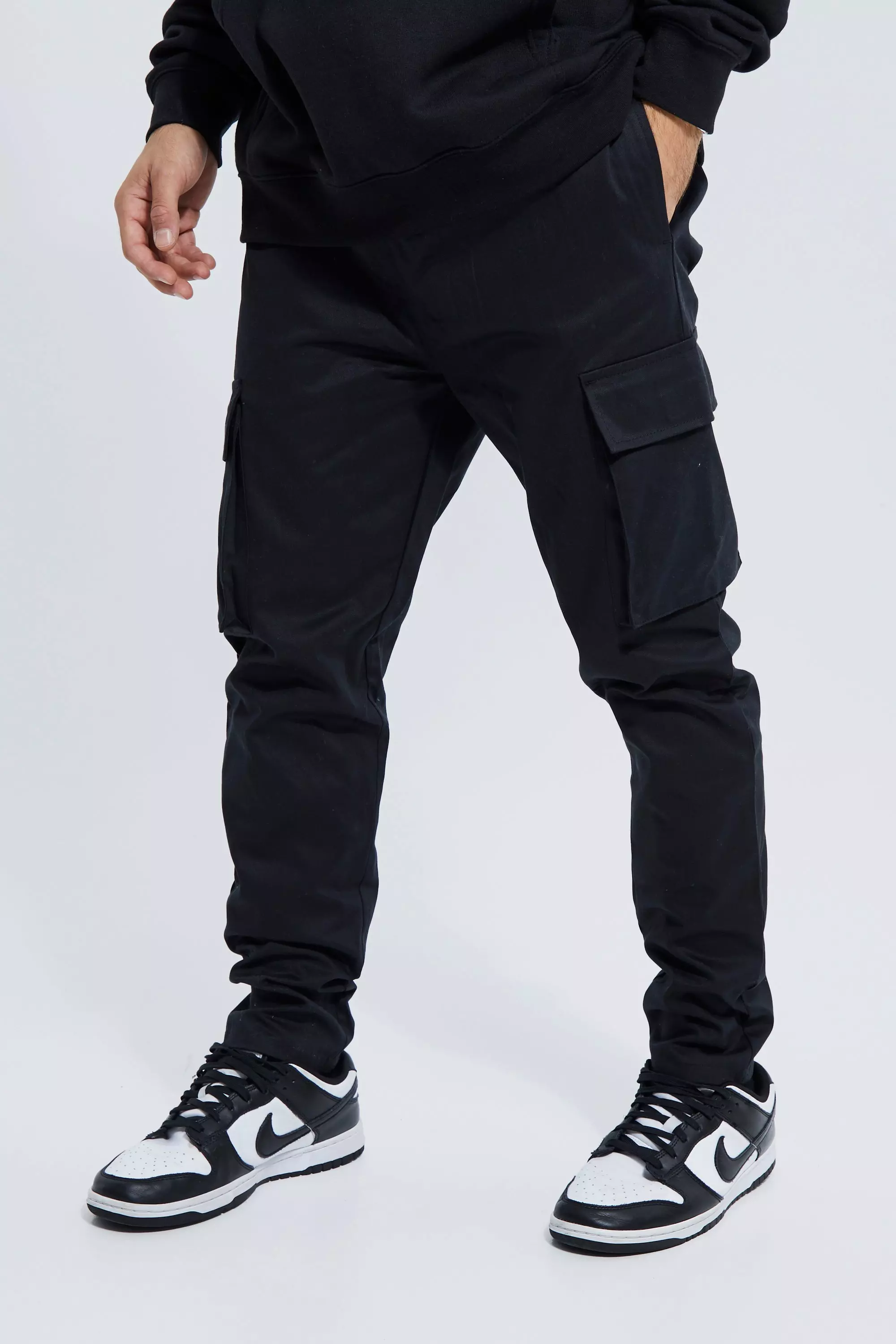 Men's Elastic Waist Skinny Fit Cargo Trouser