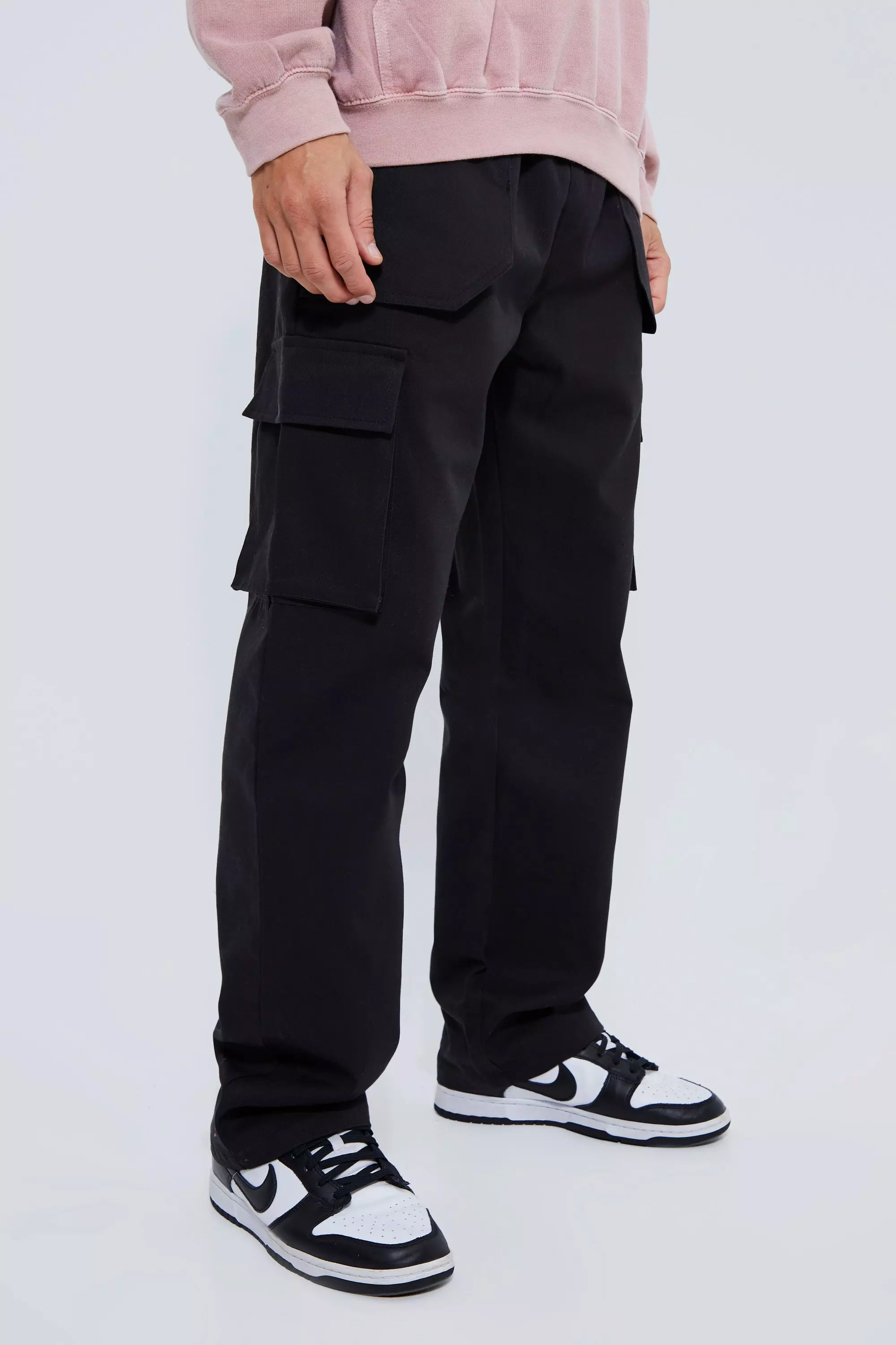 Elastic Waist Relaxed Fit Buckle Cargo Jogger boohooMAN