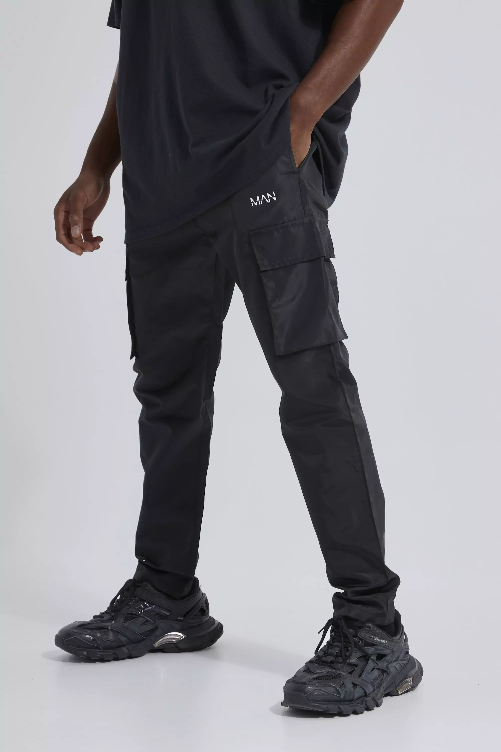 Men's Elastic Waist Slim Fit Cargo Trouser