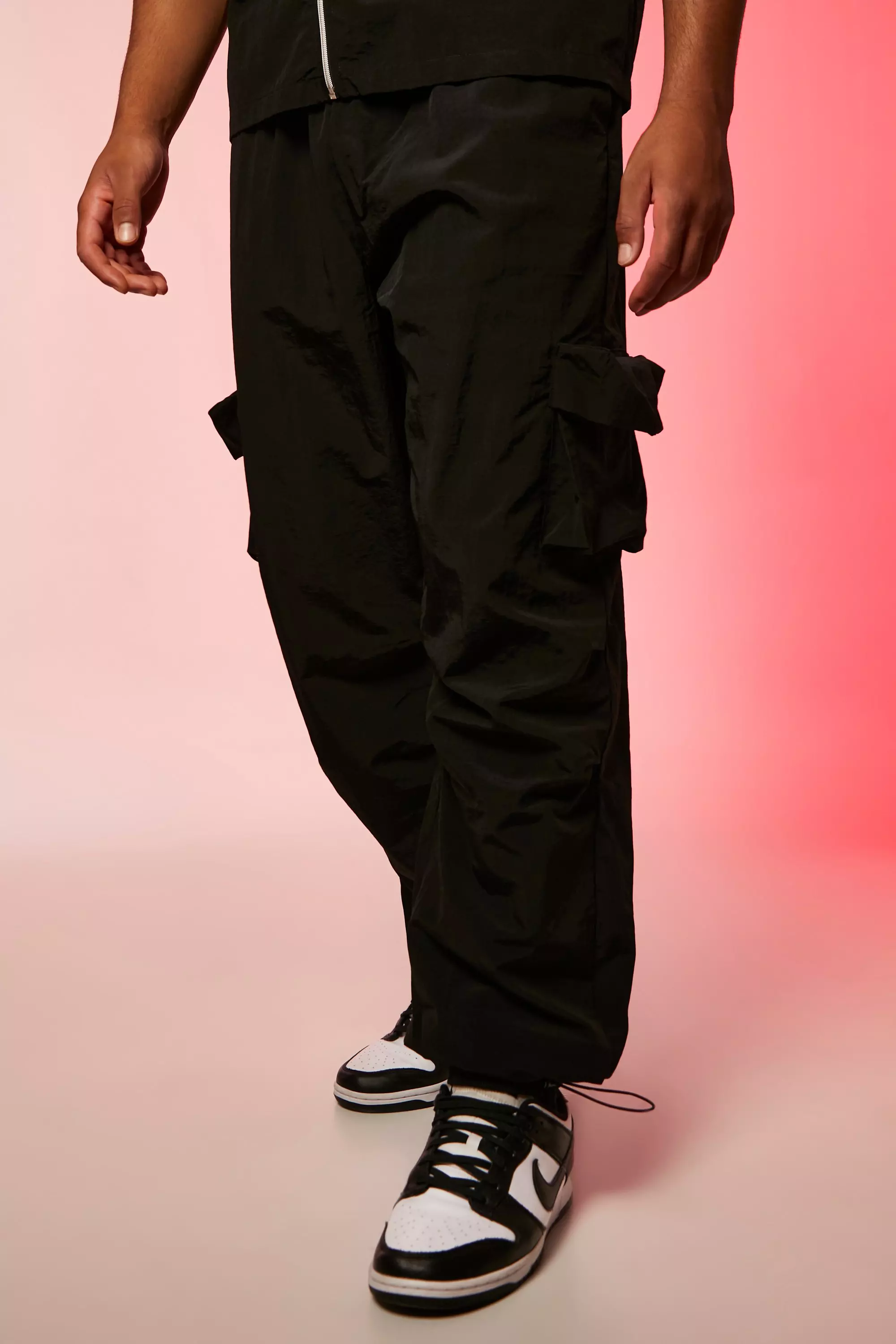 Metallic Black Men's Baggy Pants-7229