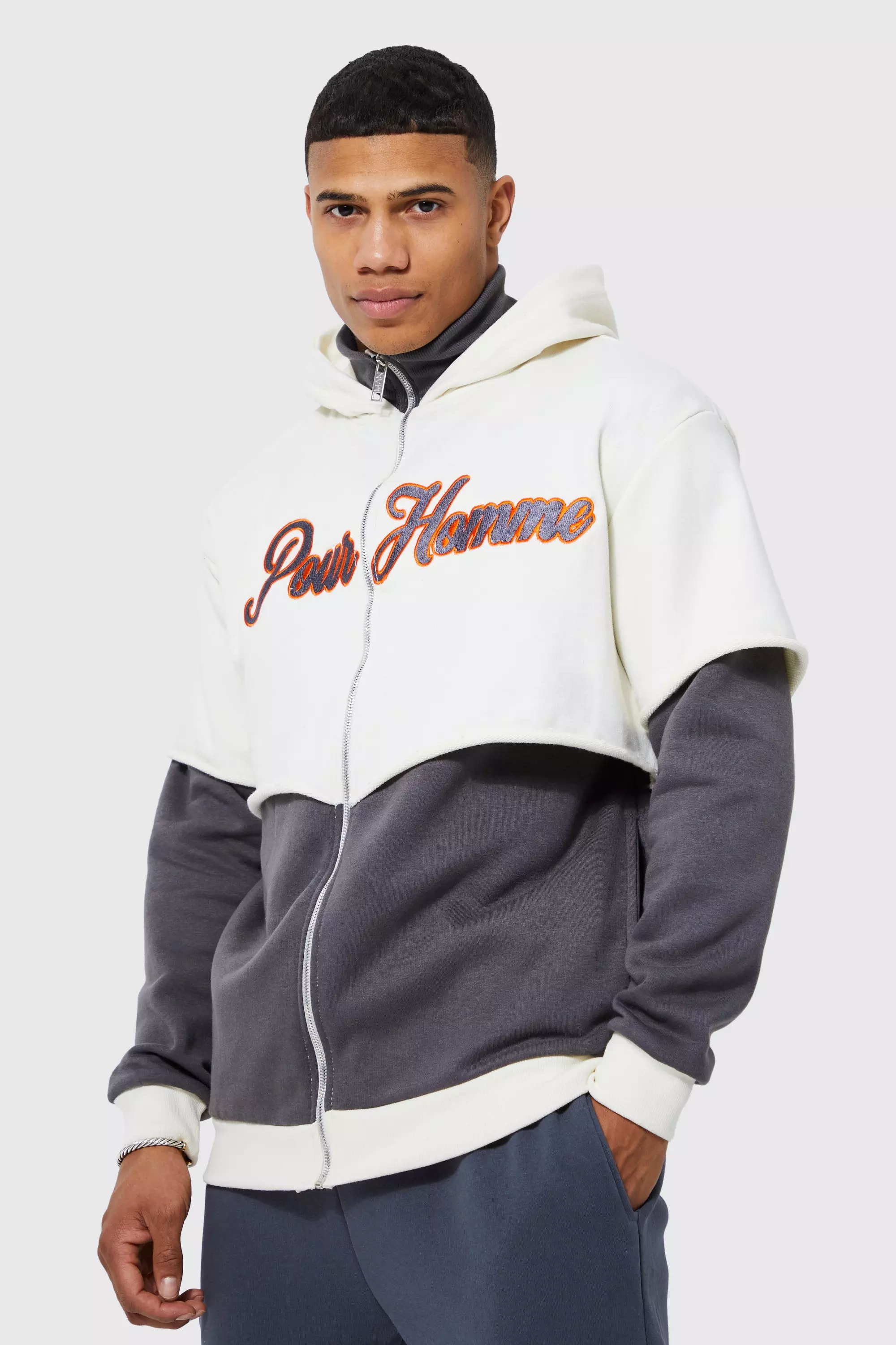 Double layer hotsell hooded sweatshirt