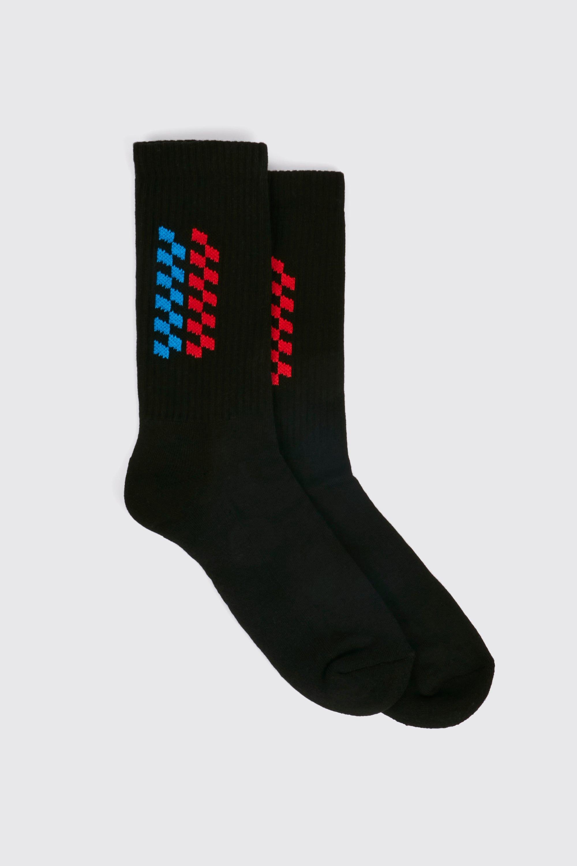 Mens Black Embroidered Racing Point Sock, Black