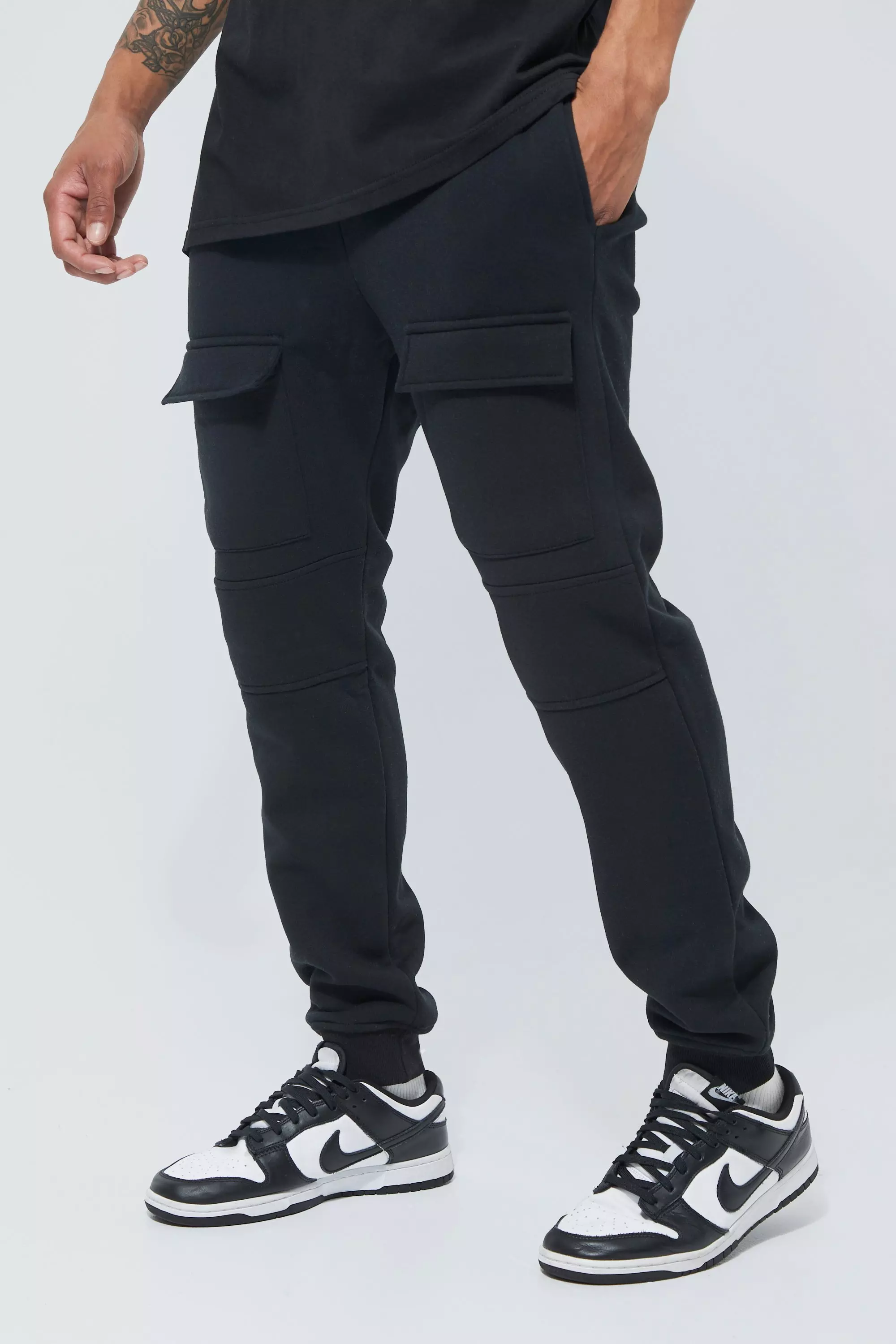 Slim Front Pocket Panelled Cargo Jogger | boohooMAN